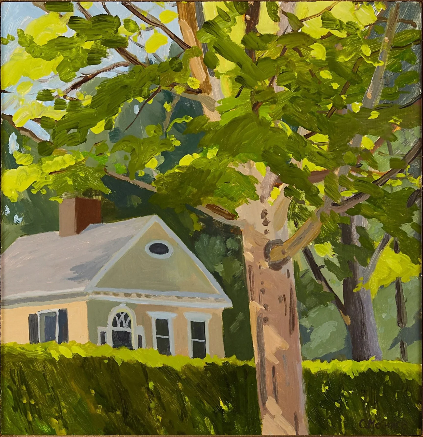 Privet Hedge, 2022, oil on panel, 13 x 12.5"