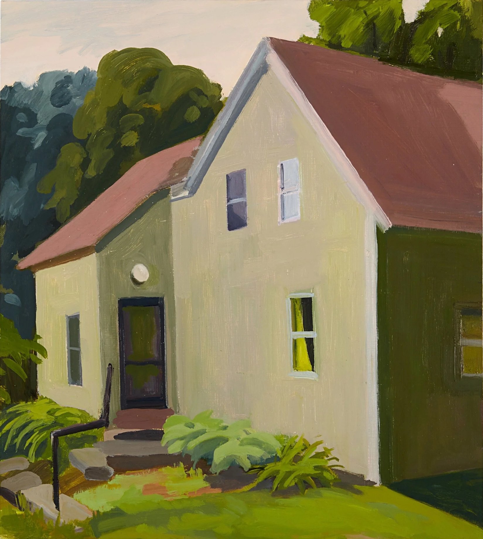 Maine Farmhouse, 2023, oil on panel, 14.5 x 13"
