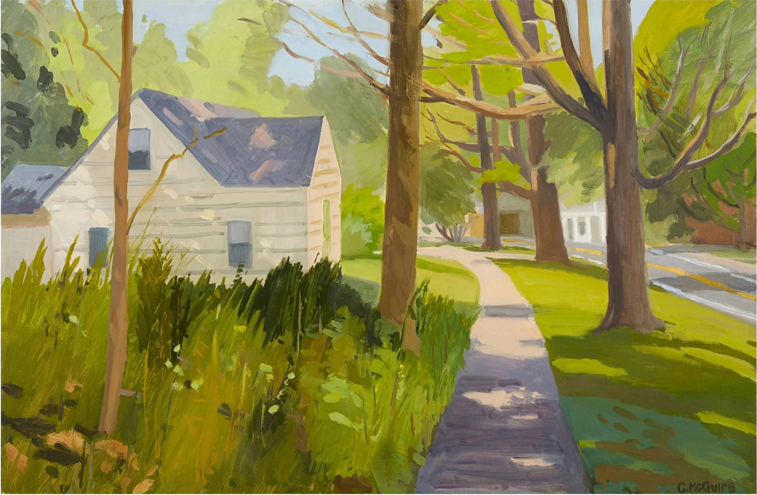 Looking South on North Main, 2022, oil on panel, 16 x 24"