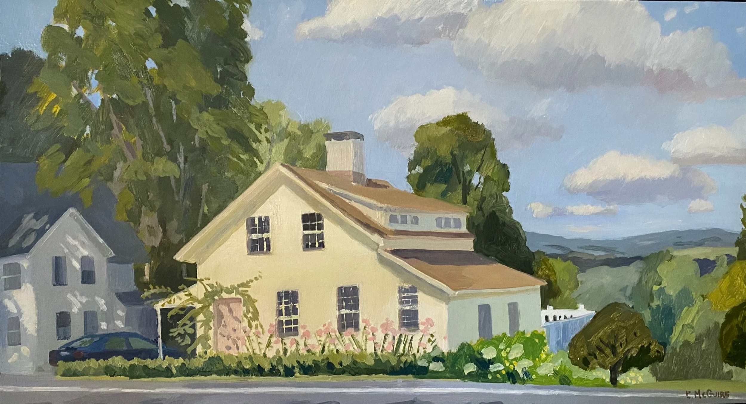 Janina's House, 2021, oil on panel, 11 x 20"
