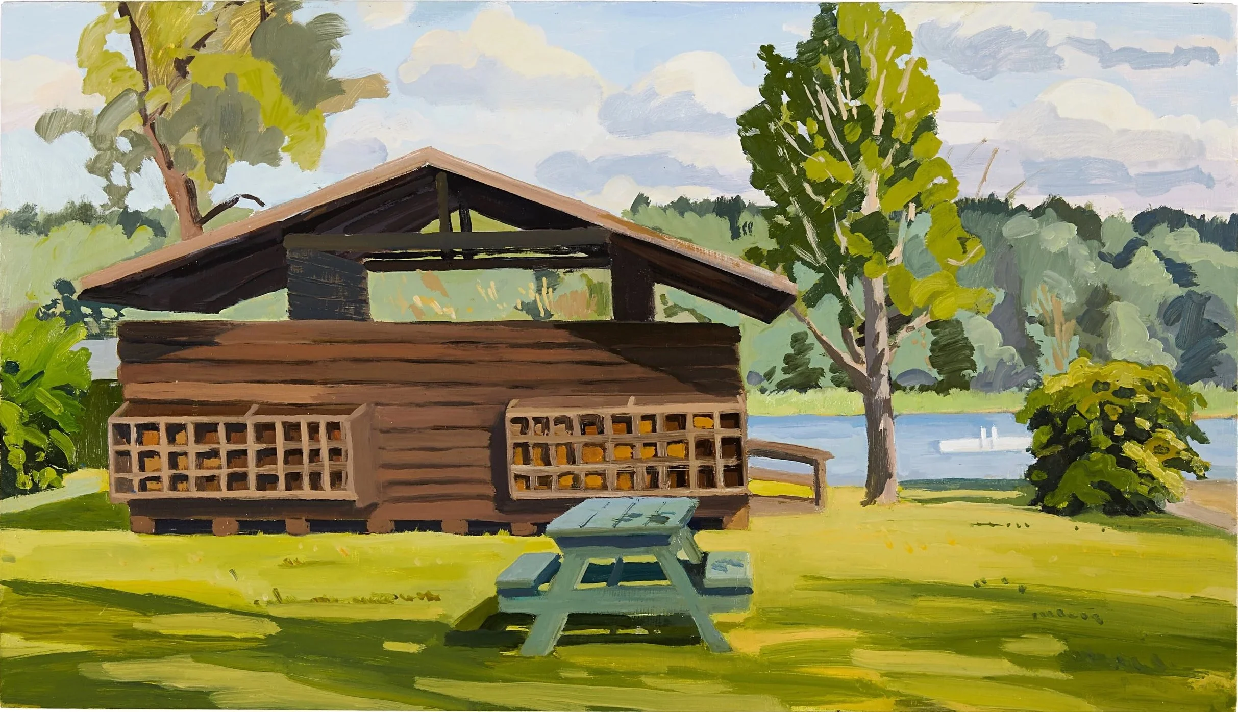 Pavilion, 2023, oil on panel, 12 x 20"