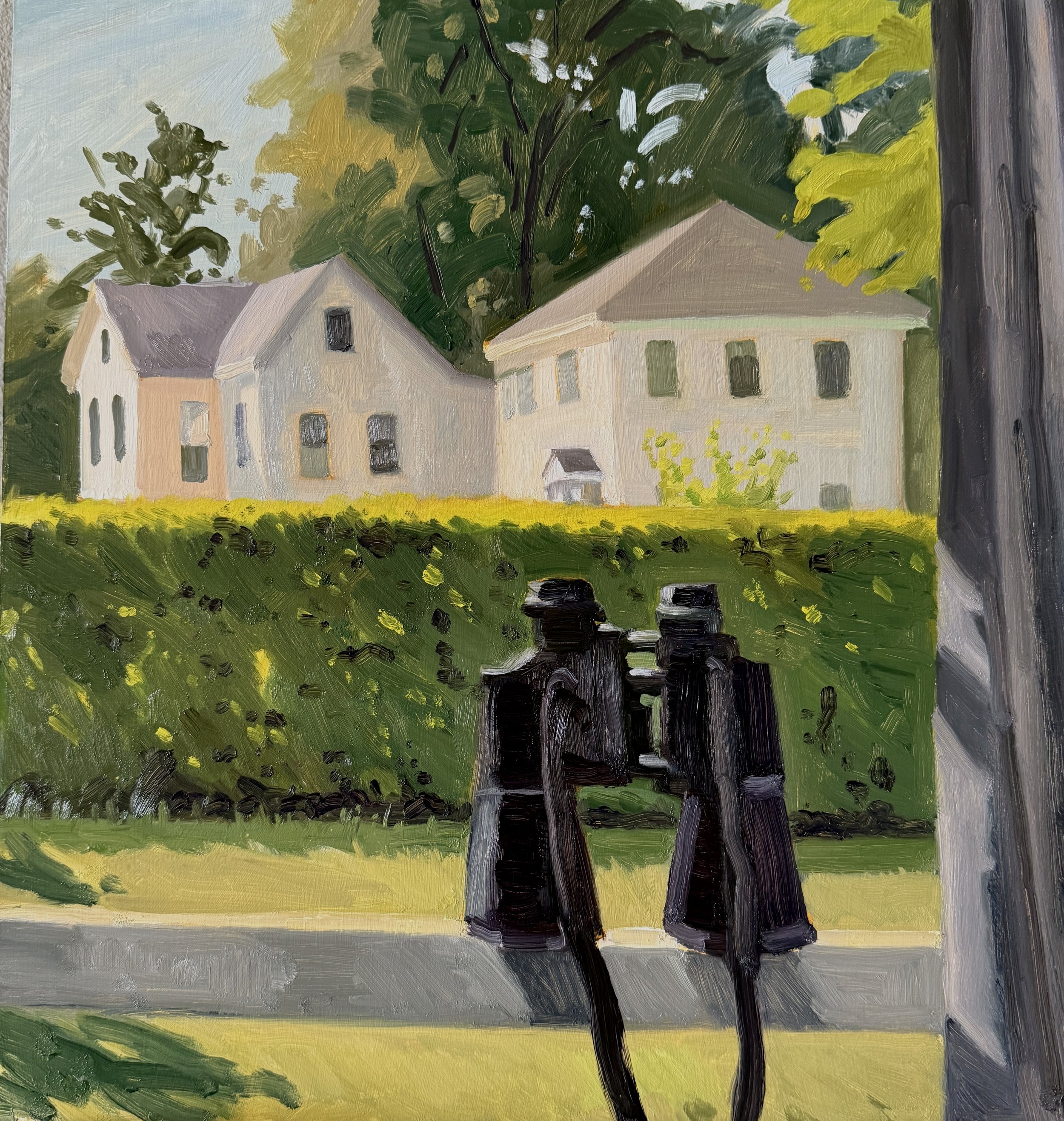 Binoculars, 2025, oil on panel, 14 x 13"