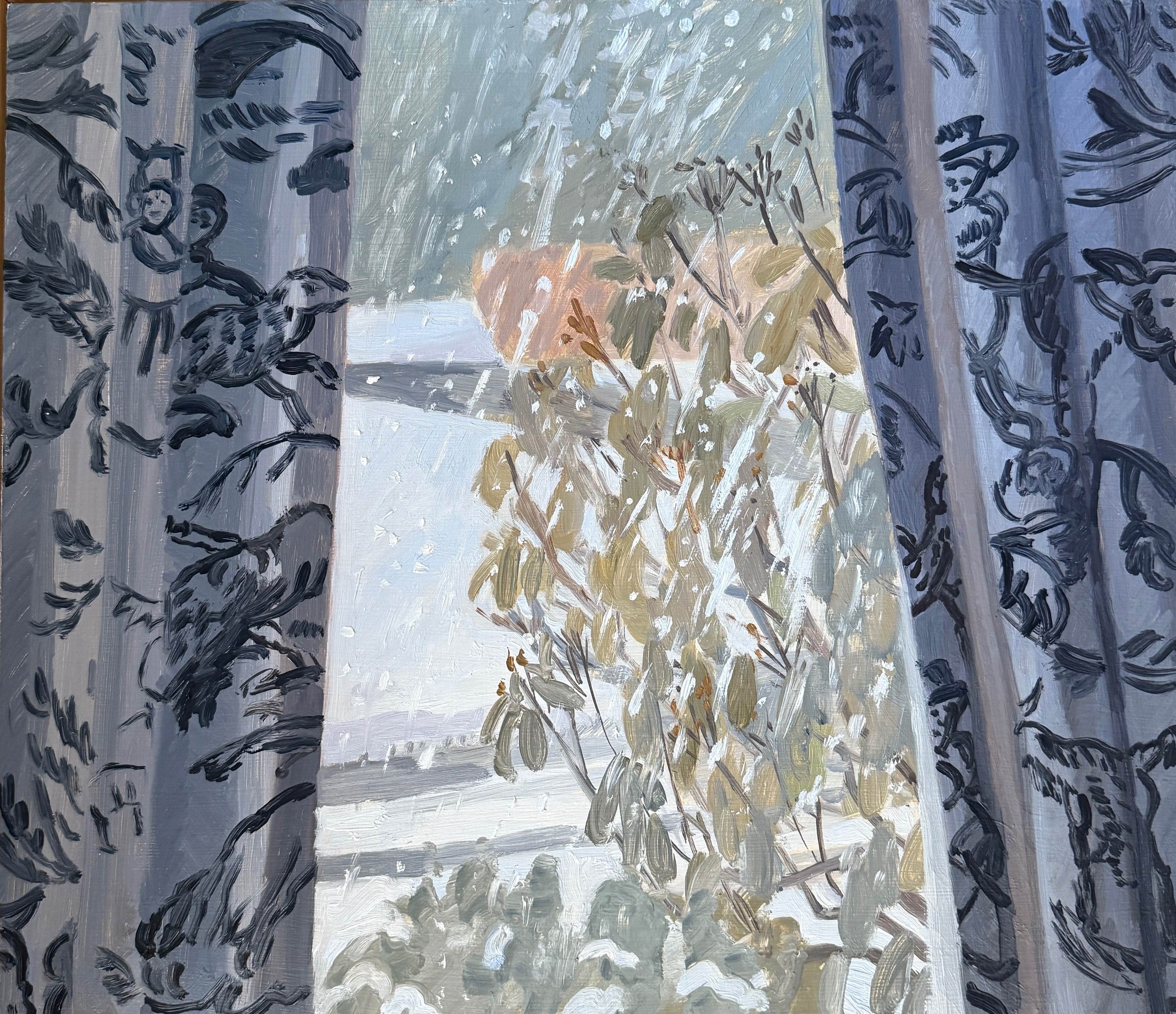 Snowy Rhododendron, 2026, oil on panel, 13 x 14.5”