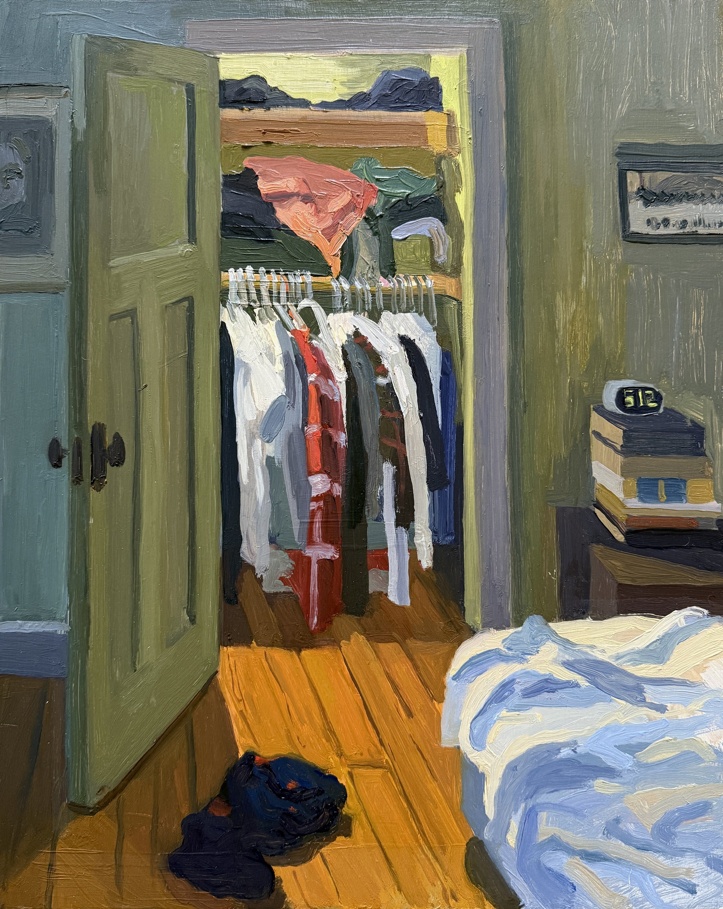 Closet Light, 2024, oil on panel, 16 x 13"
