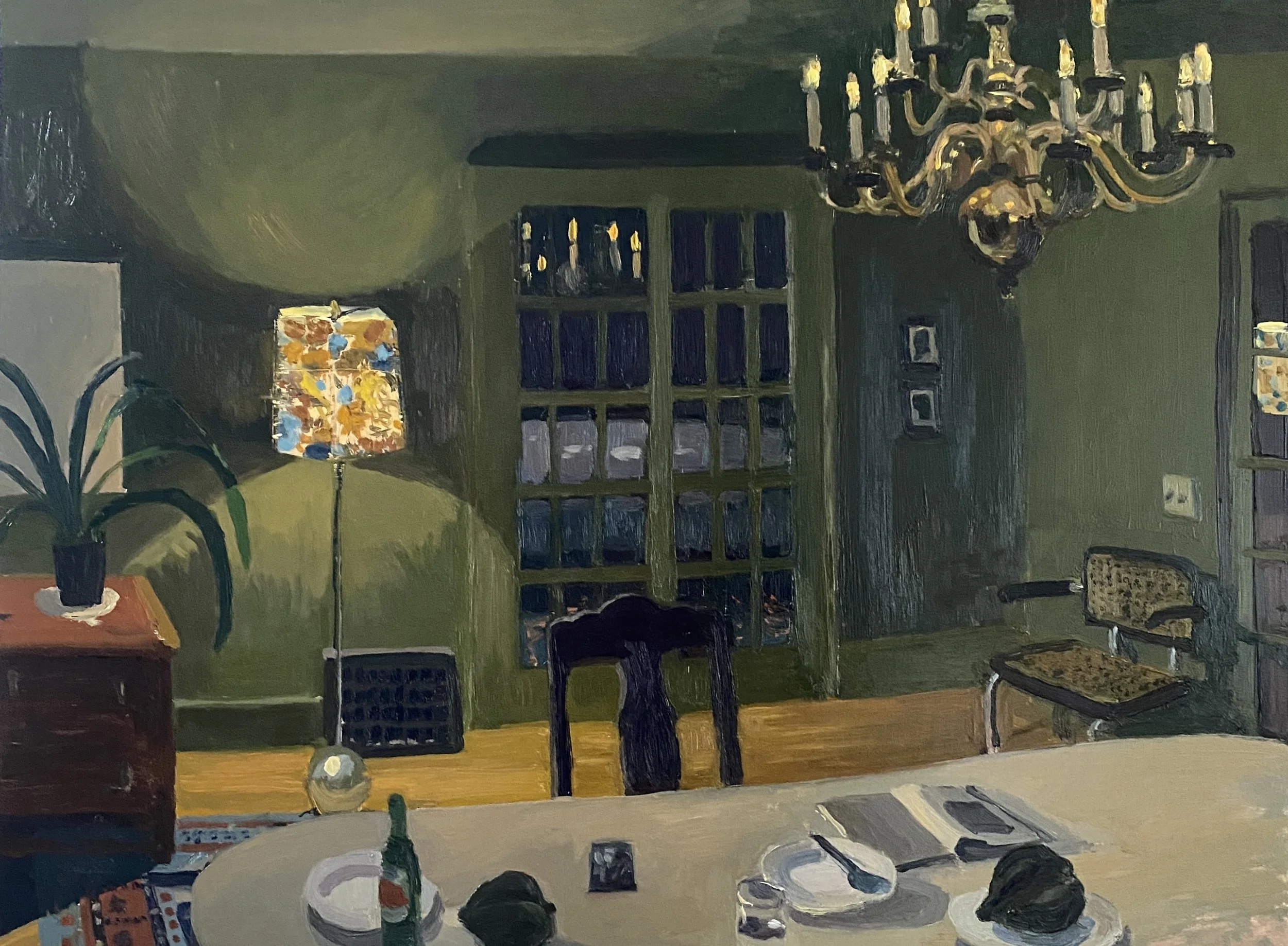 The Green Room, 2025, oil on panel, 18 x 24"