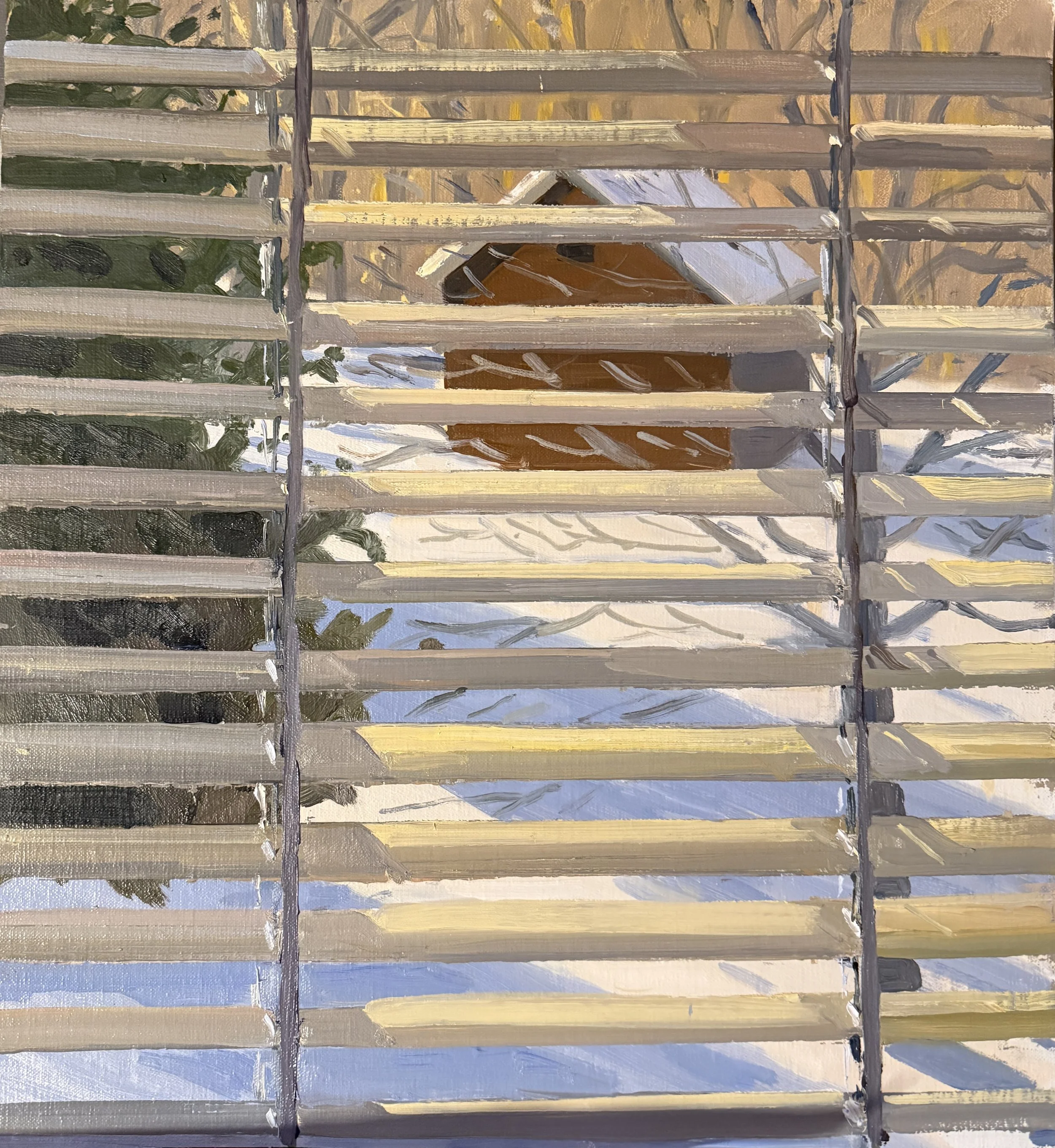 Venetian Blinds III, 2026, oil on panel 16 x 17.5”