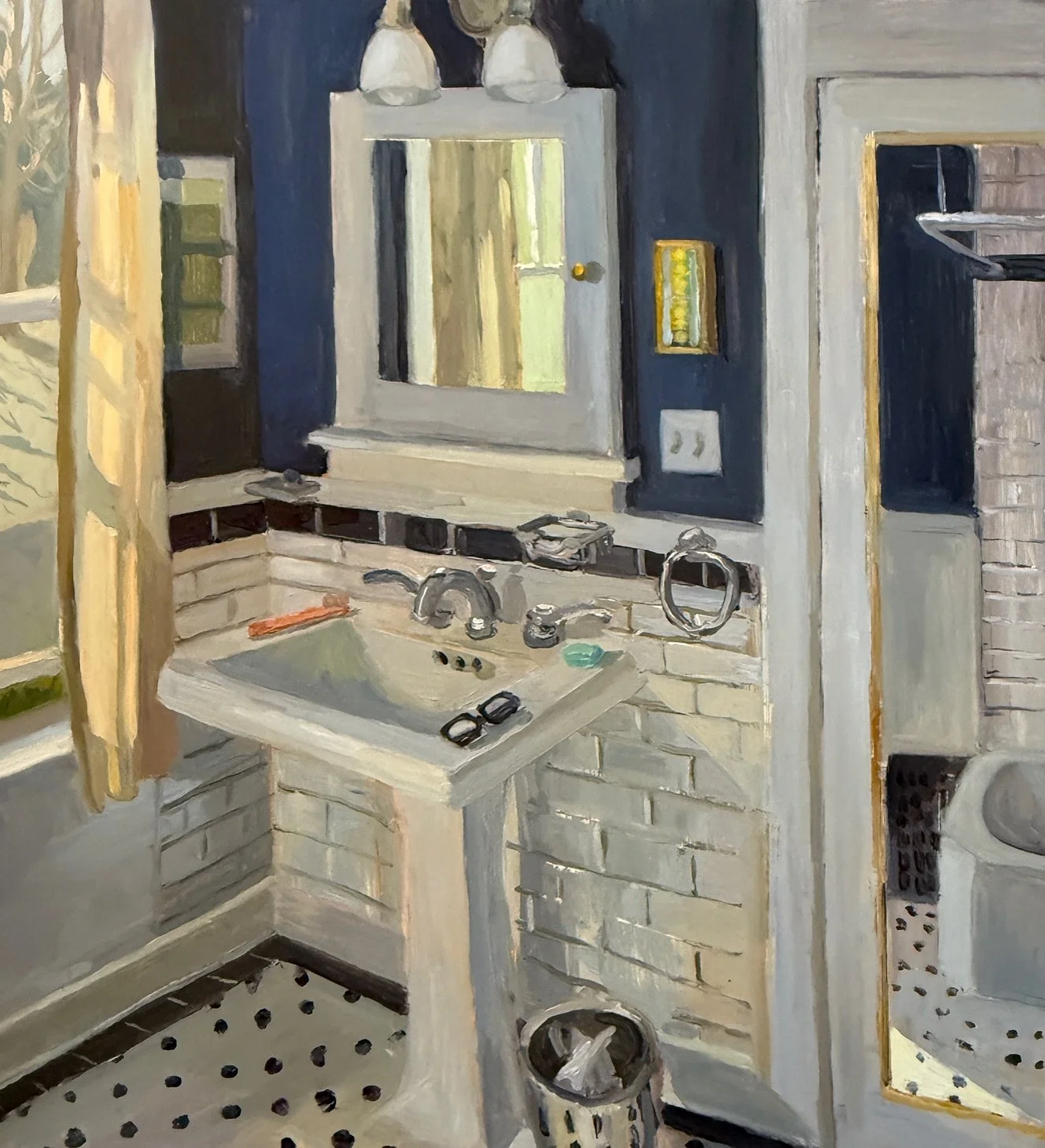 Bathroom, 2025, oil on panel, 24 x 22"