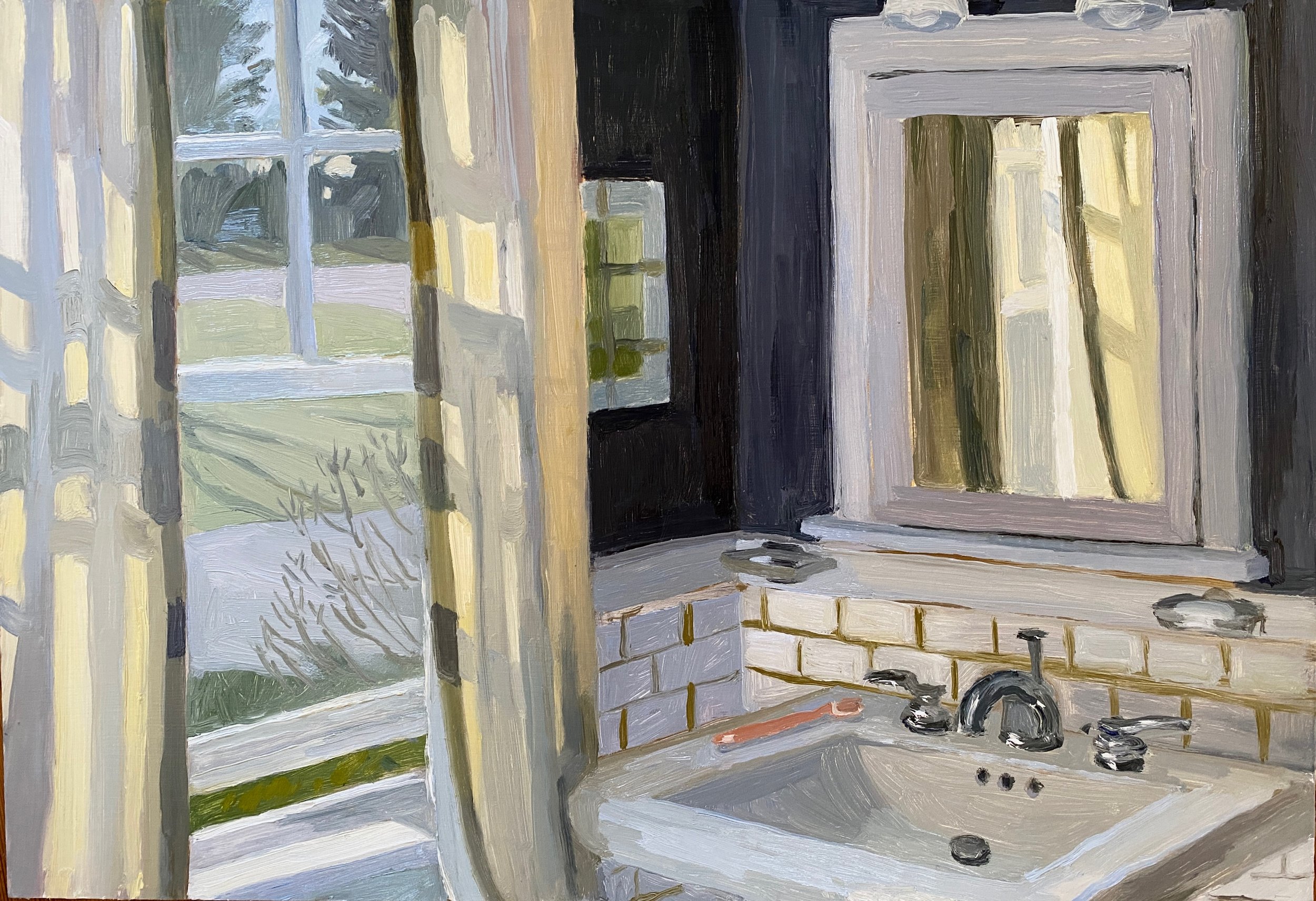Spring Interior, 2025, oil on panel, 14 x 19"