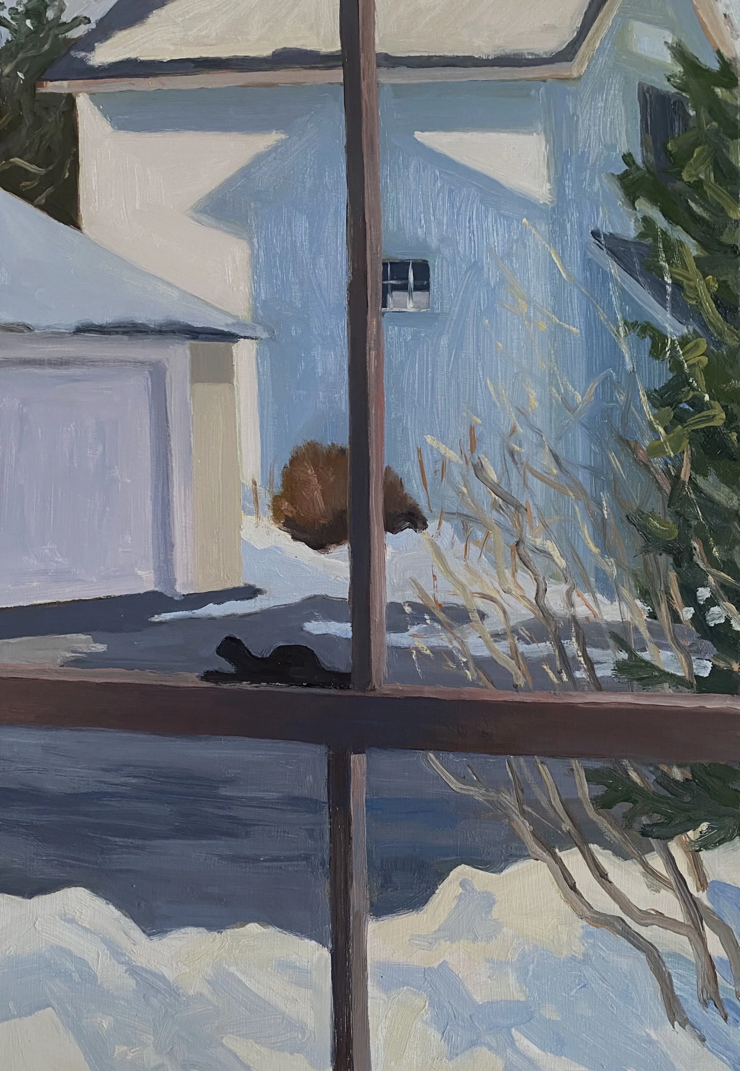 Barn Shadow, 2025, oil on panel, 19.75 x 12.75"