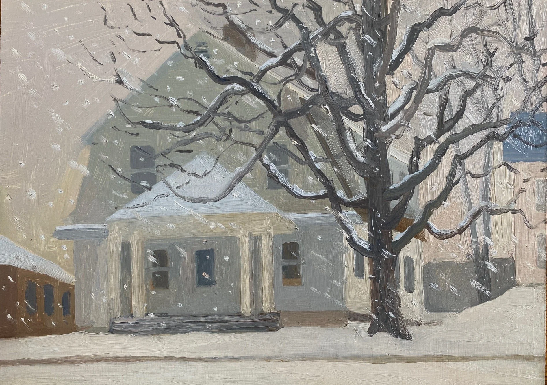 Gentle Snowfall, 2025, oil on panel, 9 x 12"