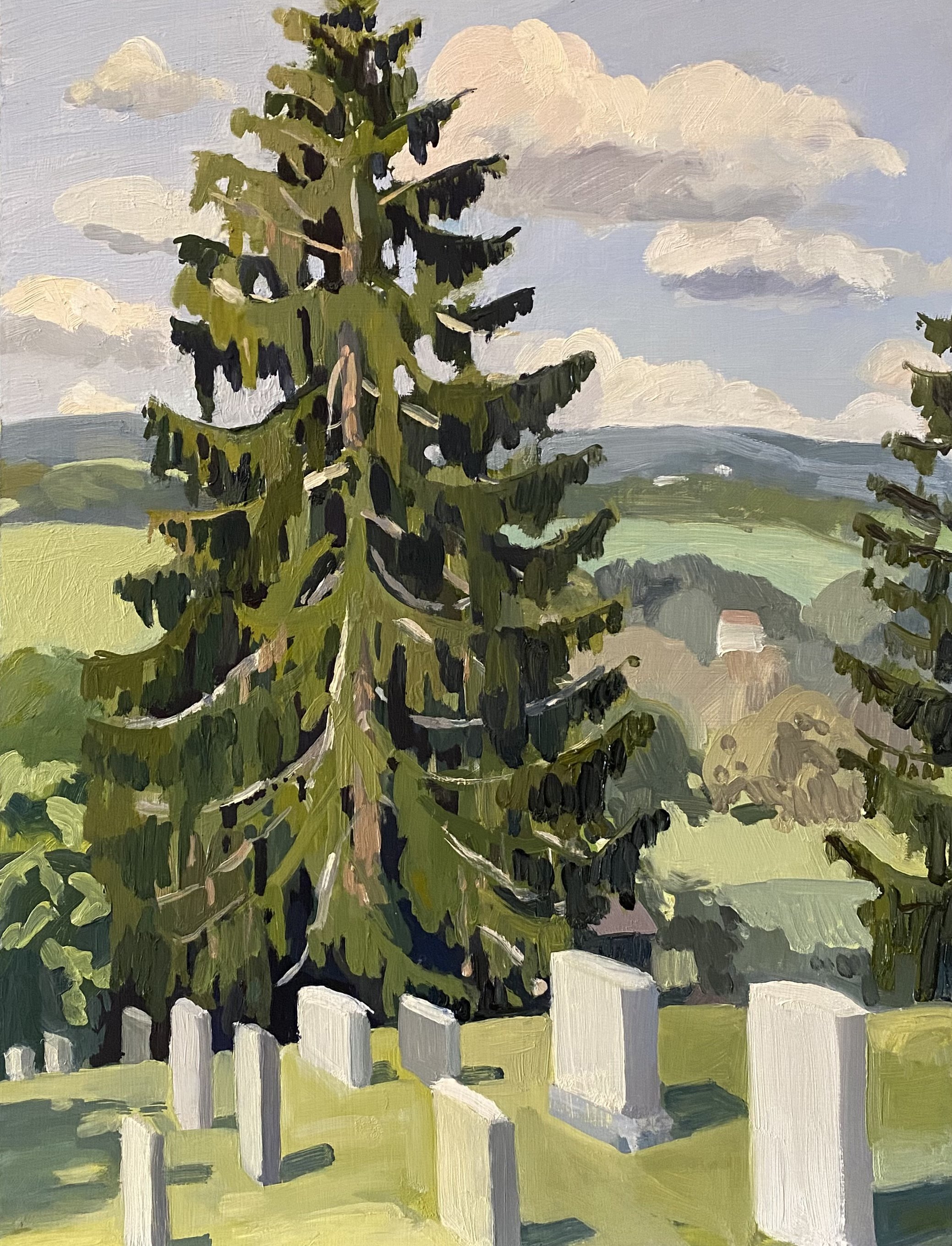 Cemetery Hill, 2023, oil on panel, 16 x 12"