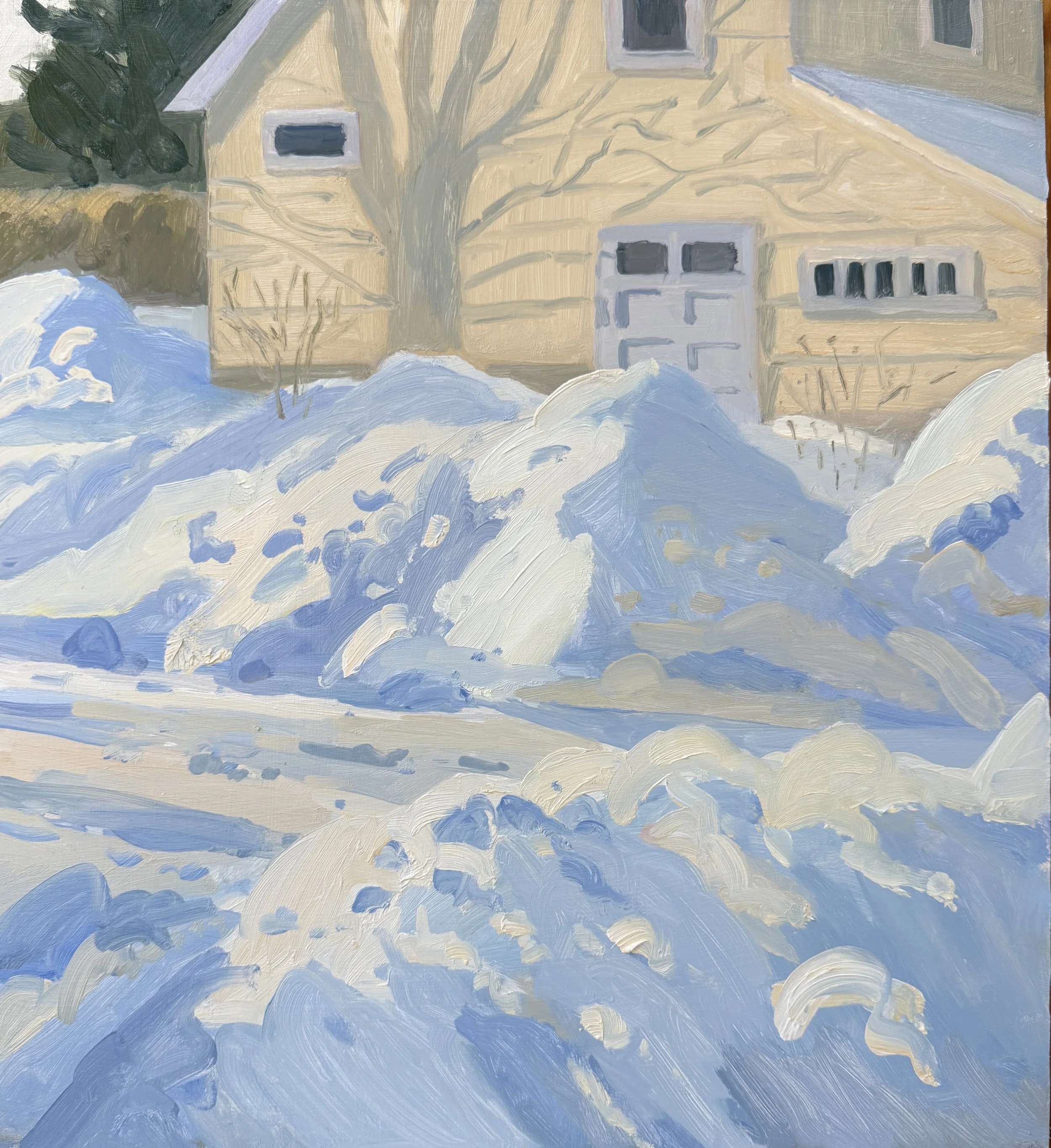 Snow Piles, 2026, oil on panel, 16 x 15.5"