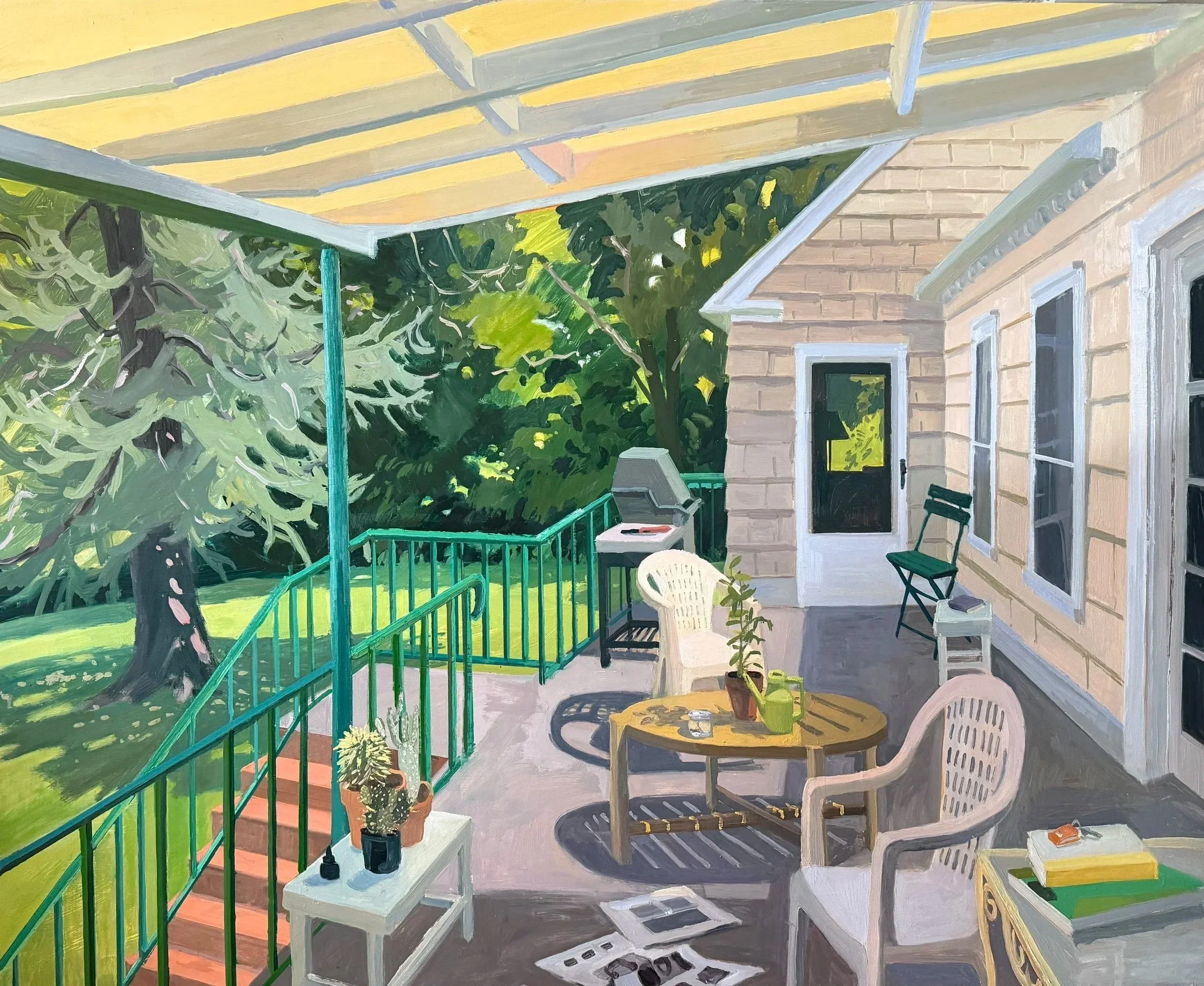 Back Porch, 2025, oil on panel, 36 x 44"