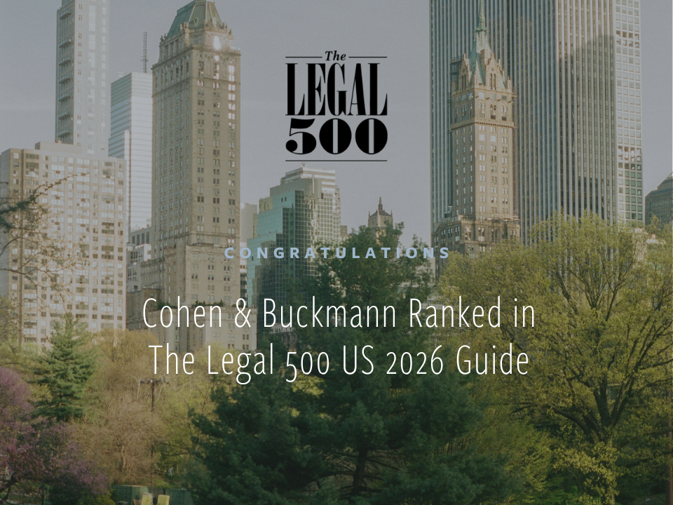Cohen &amp; Buckmann Ranked in The Legal 500 US 2026 Guide