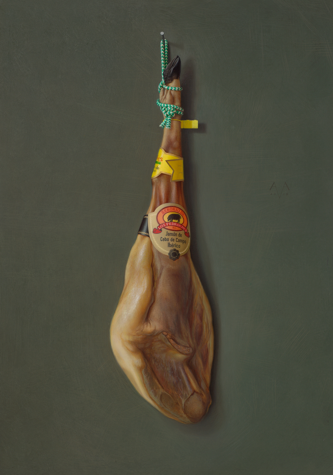 copyright Arnout van Albada - Jamon iberico pedroches - 105 x 74 cm - egg tempera and oil on panel - 2016 .jpg
