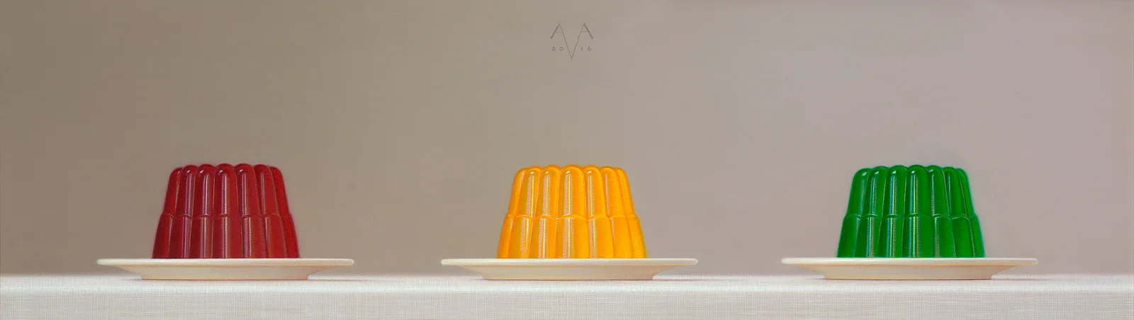 copyright Arnout van Albada -Jell-O Cherry Mango Lime - 25,5 x 91 cm - egg tempera and oil on panel - 2016.jpg