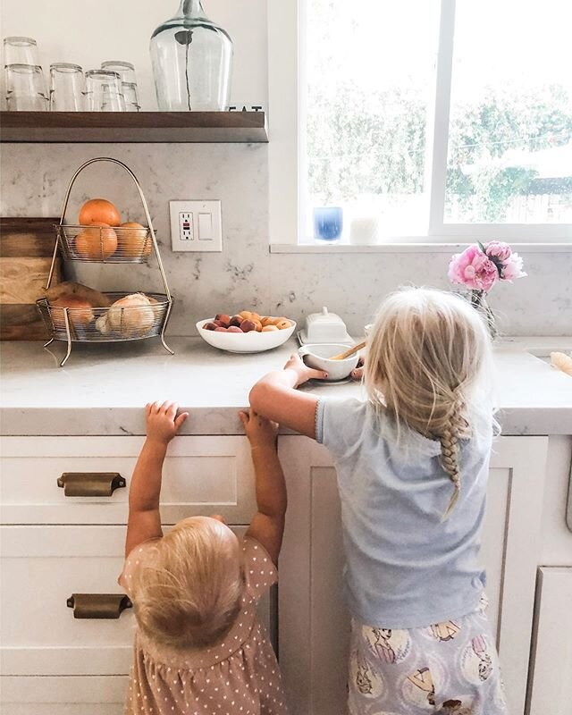 Waiting *patiently* for their oatmeal. These girls GET DOWN on the real food eats and honestly, sometimes it still amazes me when Elle (4.5 yrs) eats a dark leafy green salad or every single recipe I make, all loaded with veggies and spices and flavo