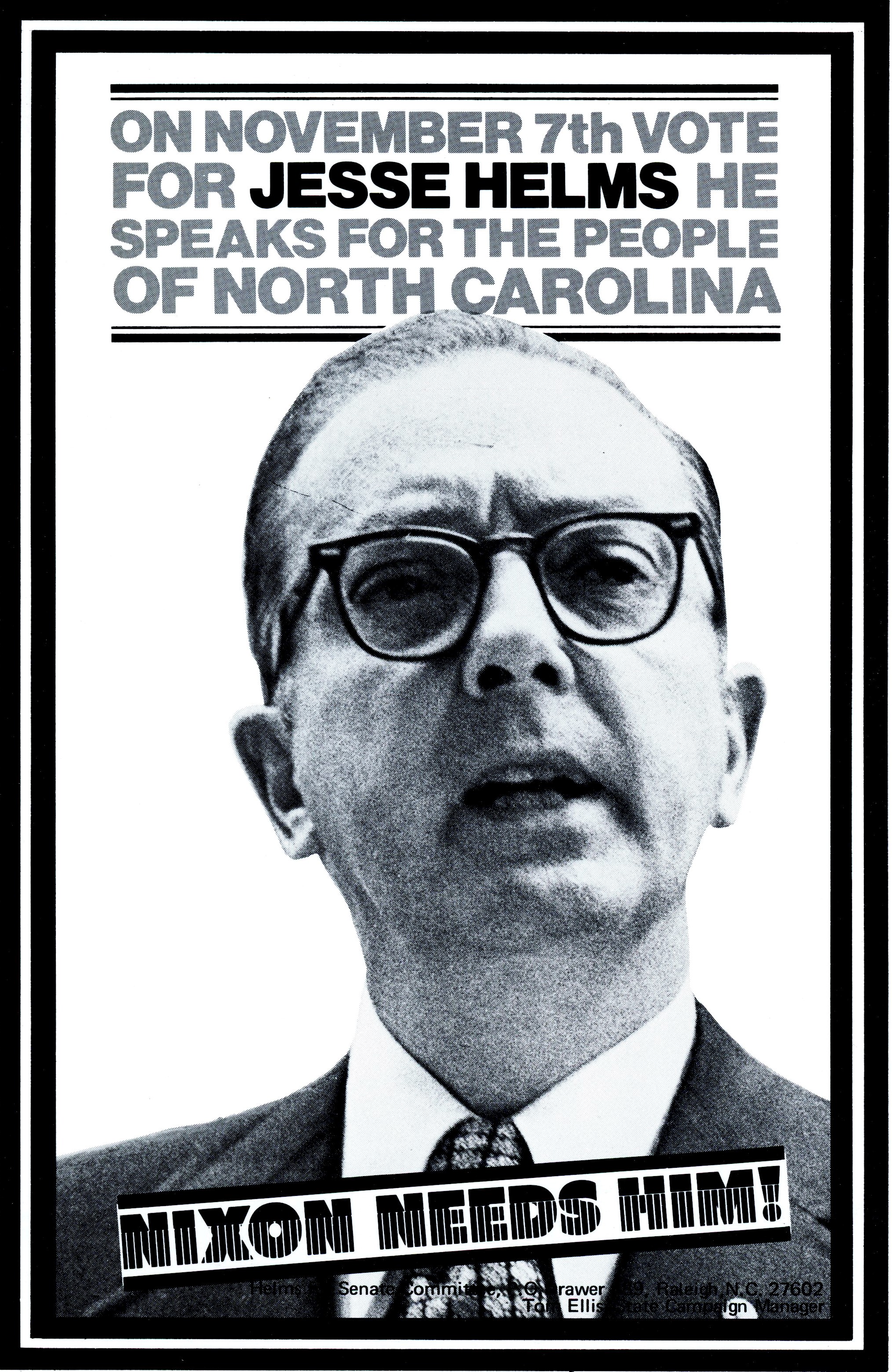 One of the campaign flyers from Jesse Helms’ 1972 Senate race.
