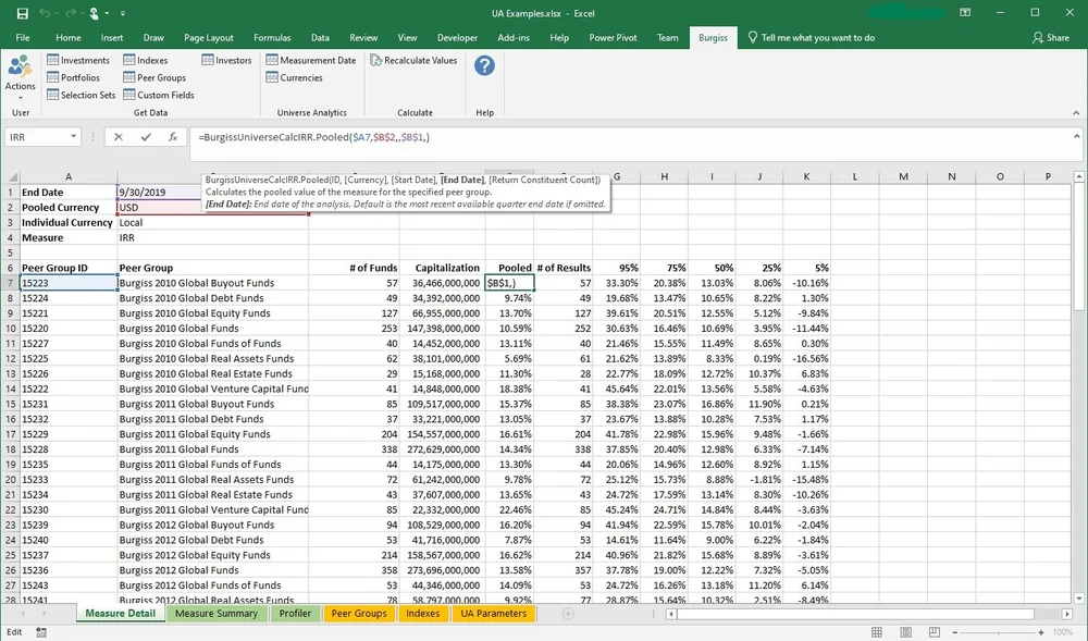 New Functionality And Excel Add In Updates For Private I And Ua Clients Burgiss