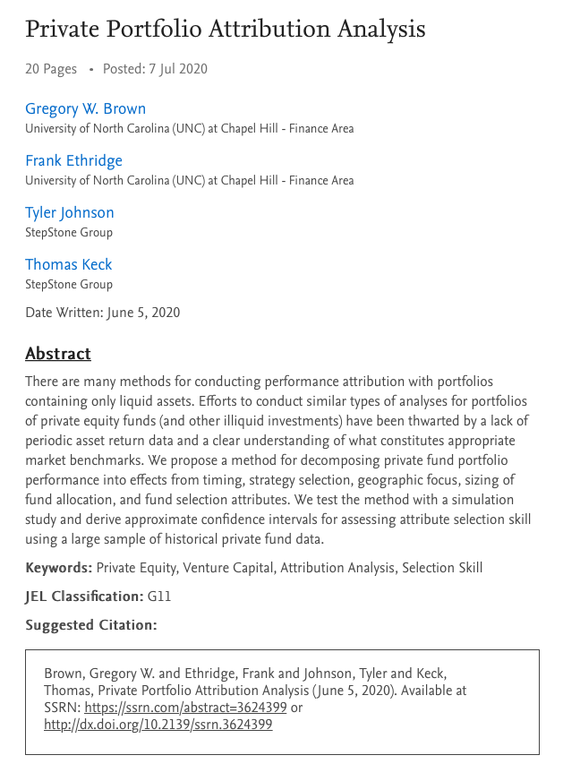 Private Portfolio Attribution Analysis — Burgiss