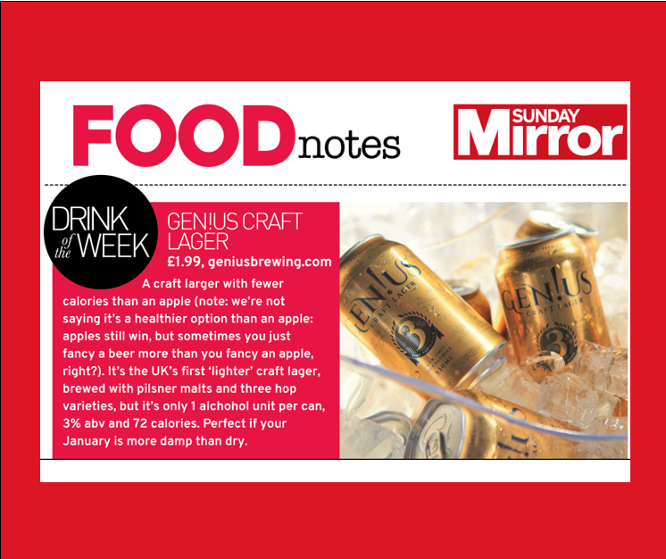 SUNDAY MIRROR 'DRINK OF THE WEEK' (Mar 2019)