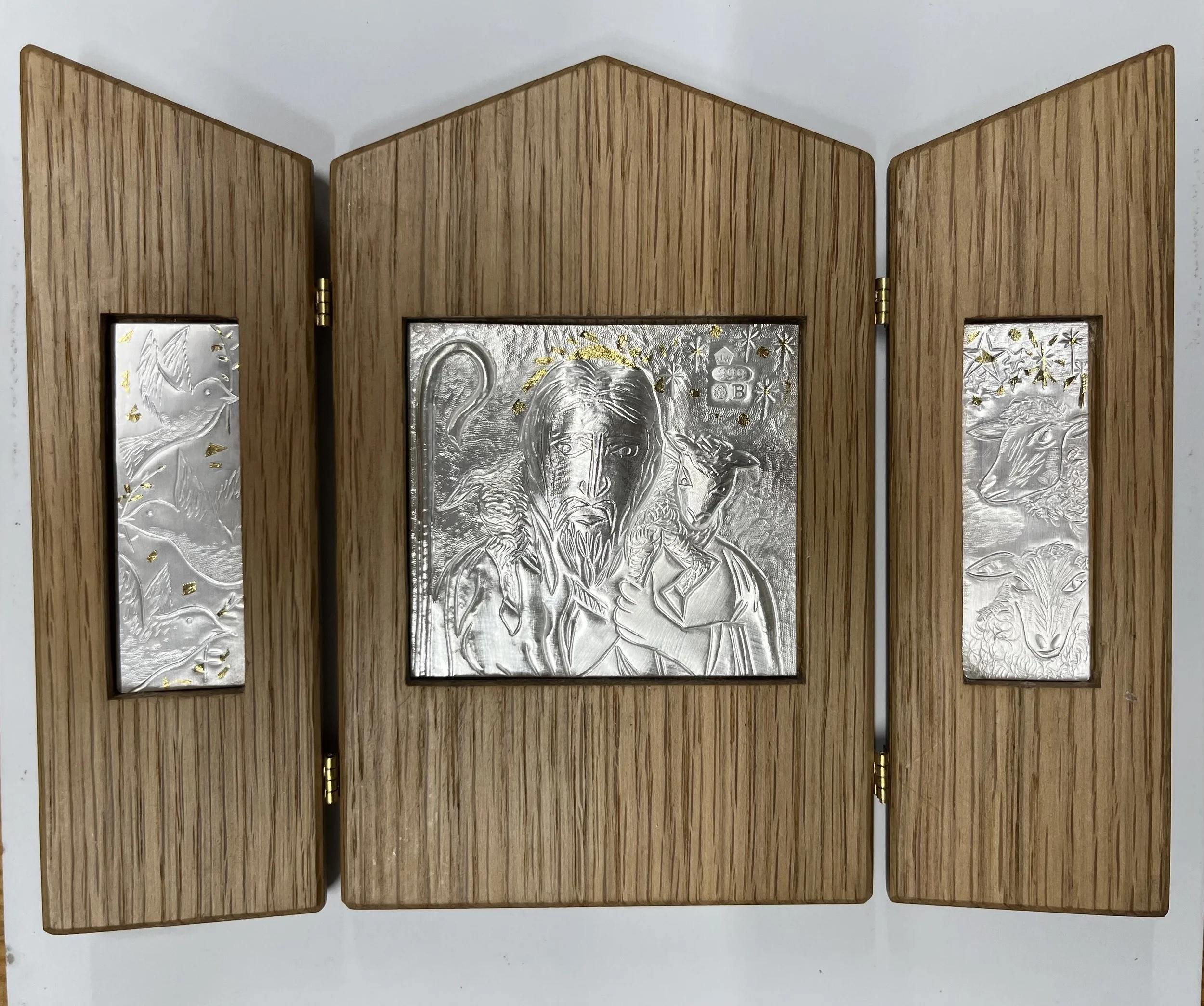 Jesus with lambs and doves. 