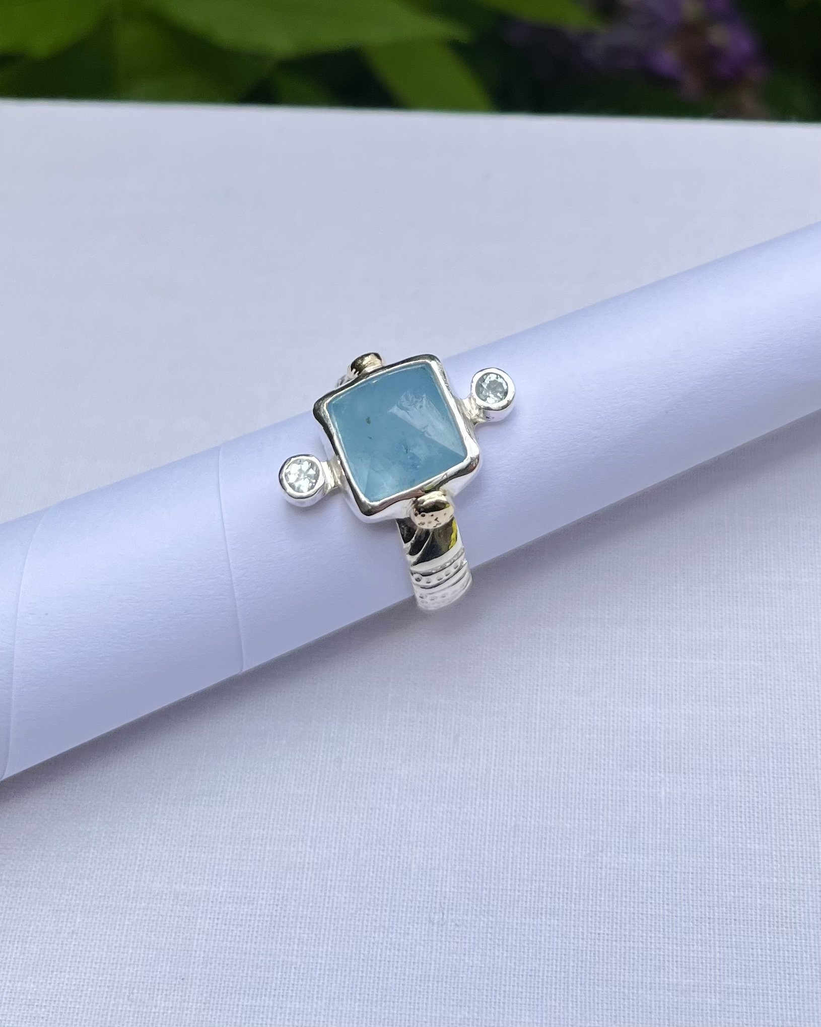  Aquamarine and Topaz ring.  