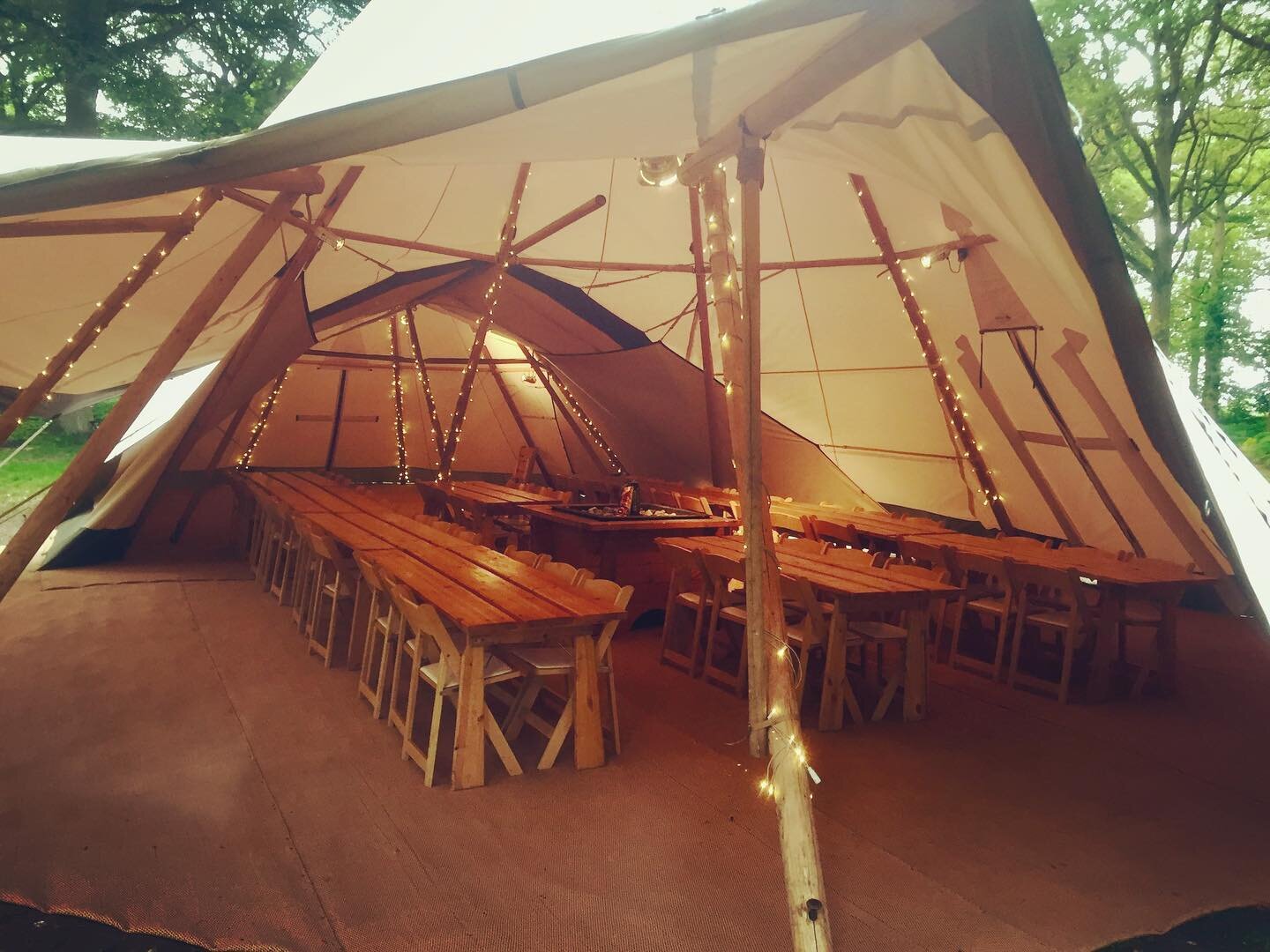 3 different sized tipis for this wedding set up. A bit bespoke, but we aim to please and give our amazing clients the exact build they want and need for their special occasions. This combination really worked well so that they could zone each tipi an