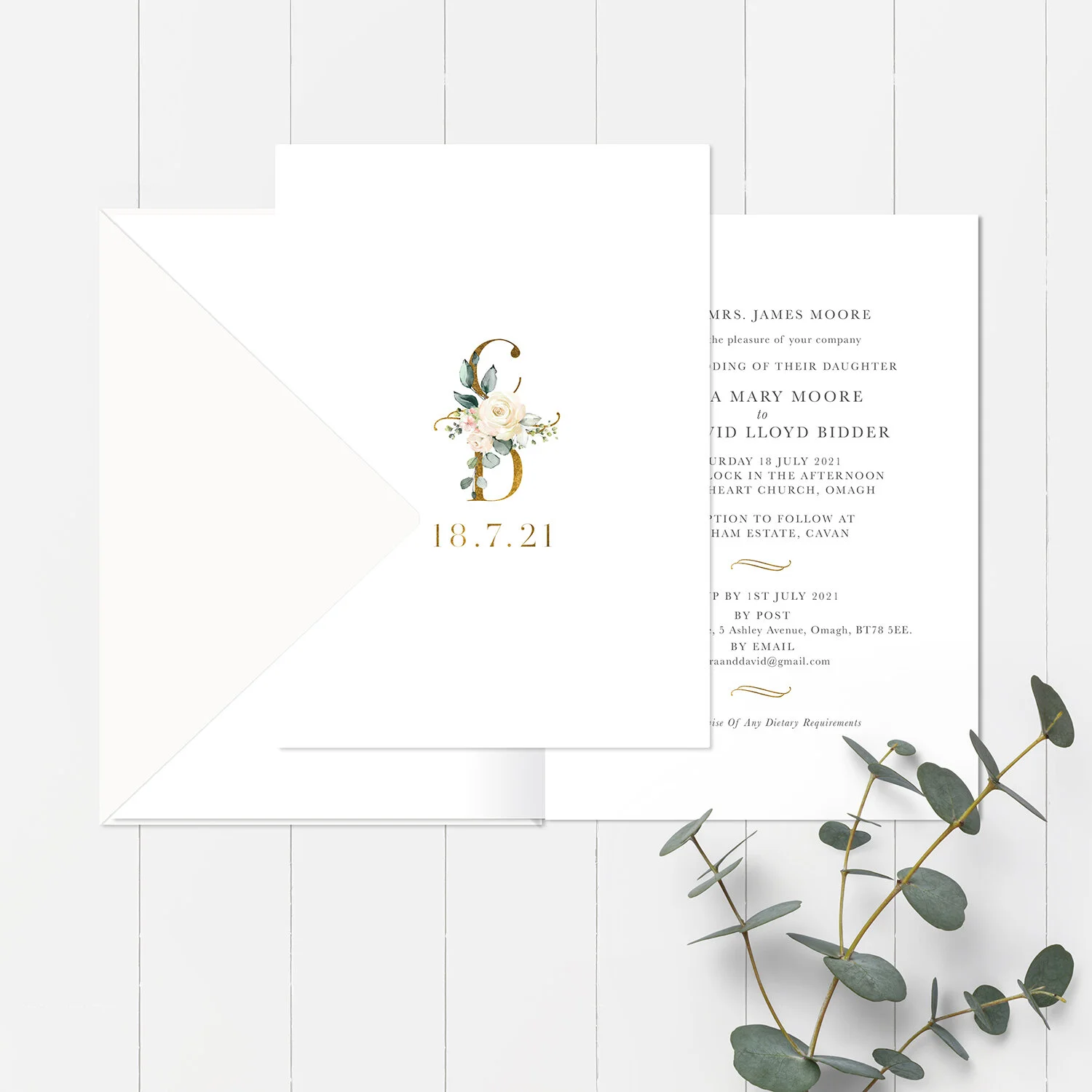 Ciara - 5"x7" Folded Invitation &amp; Envelope