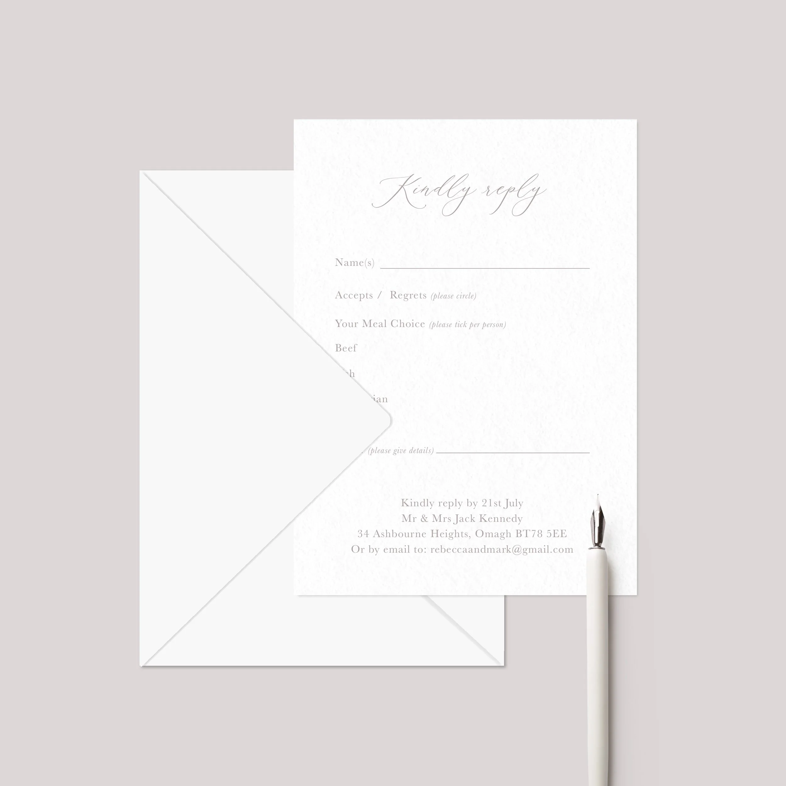 Rebecca - RSVP Card &amp; Envelope