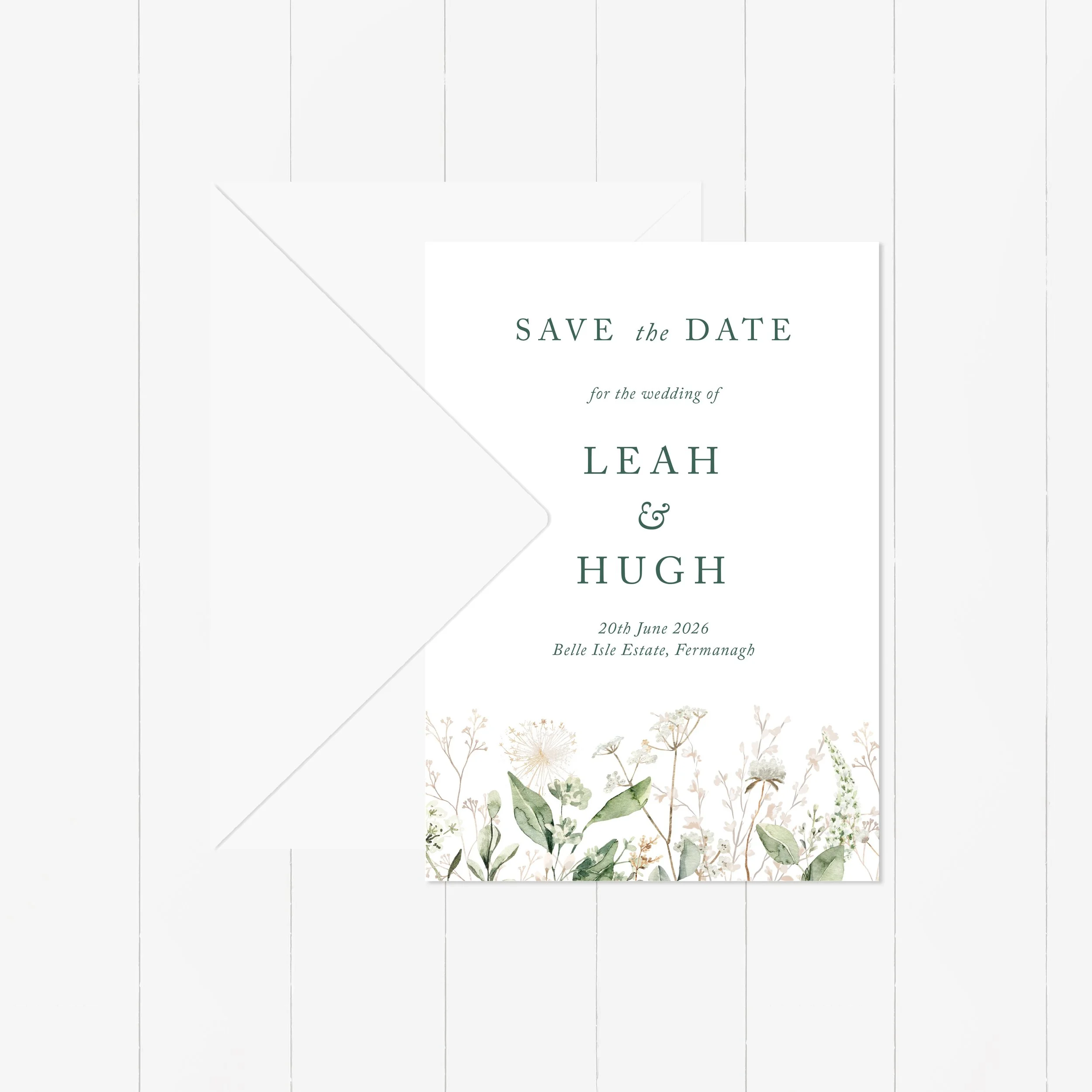 Leah - Save The Date Card & Envelope