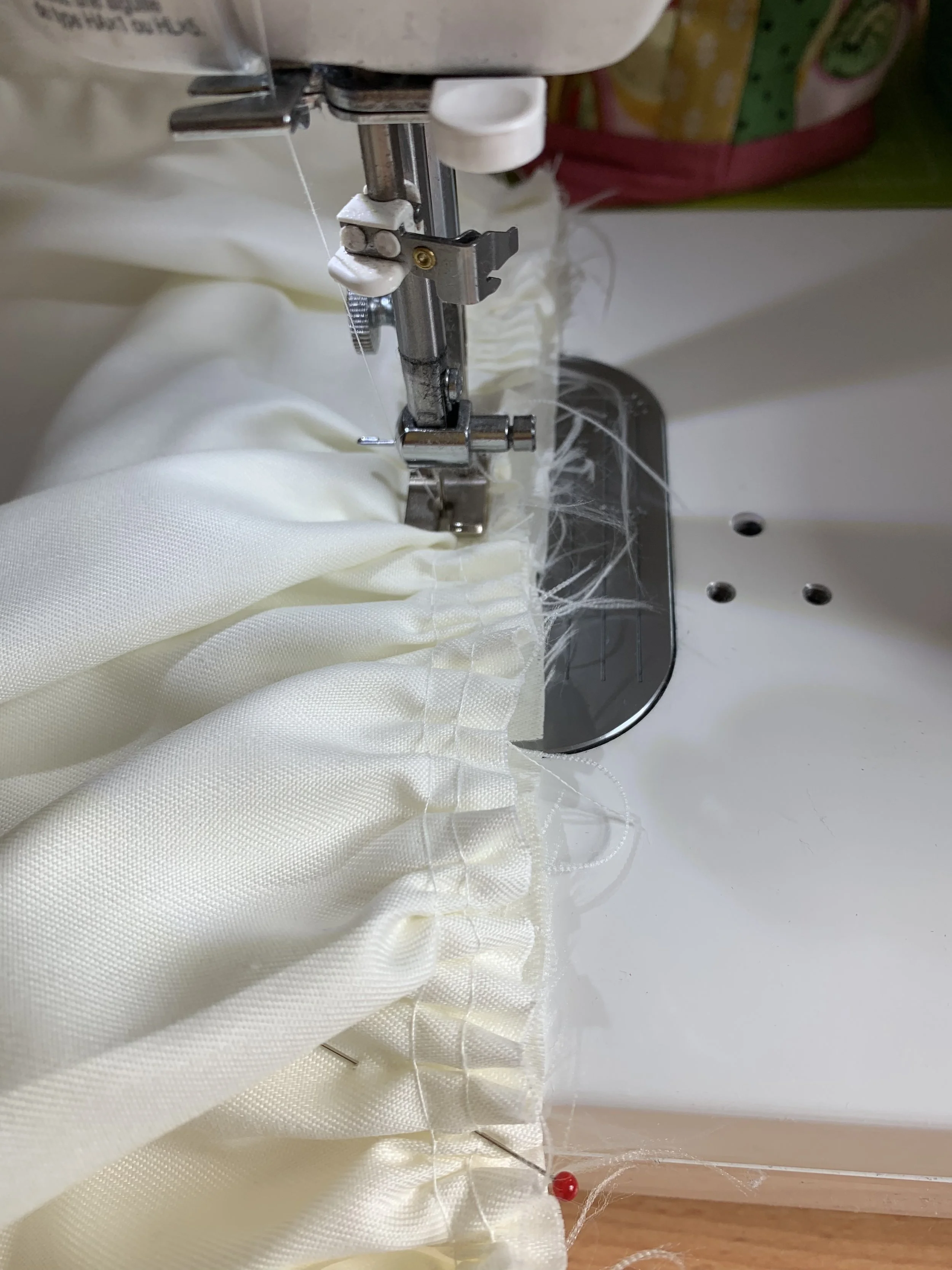 Stitching the gathers peplum top.jpg