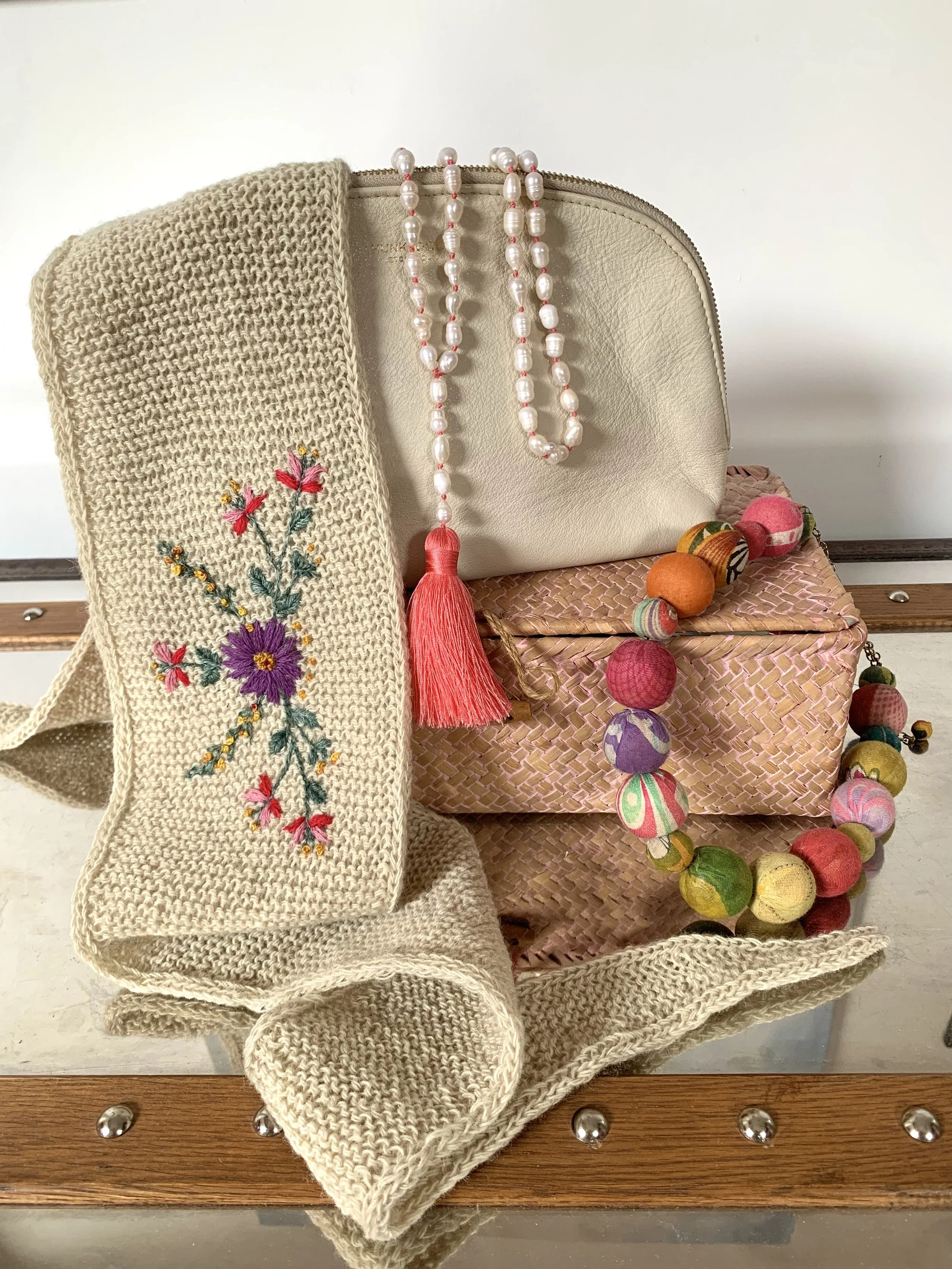 Making the Sophie Scarf with wool embroidery