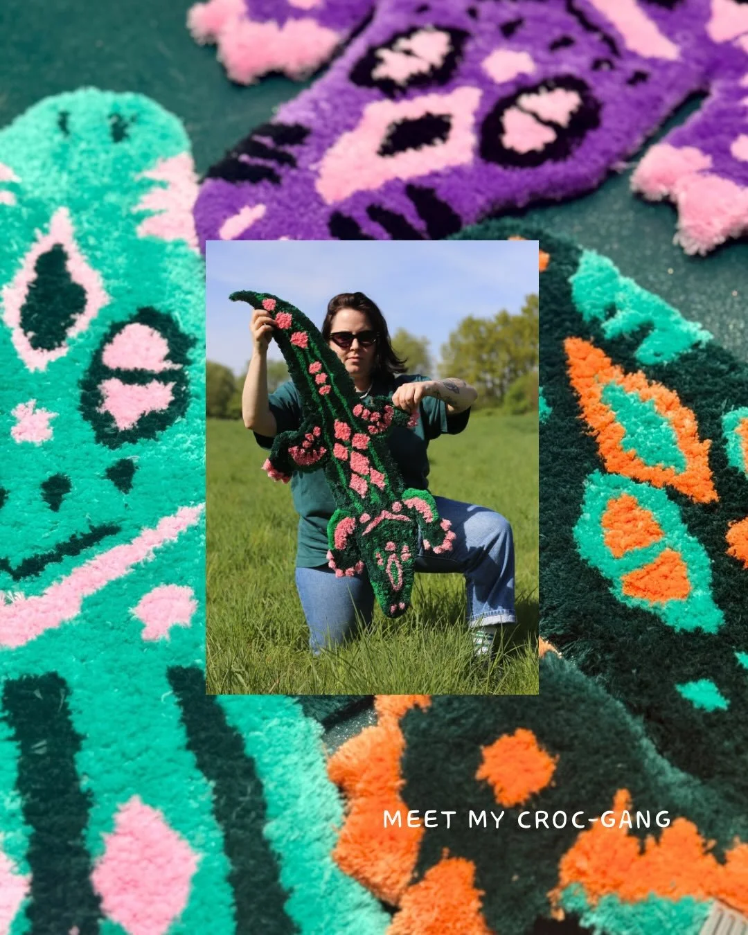 Meet my fluffy mellow croc-gang. Coco, Claudia, Rosi and Kassiopeia 😌 Yes. All girls. Of course. Because women are badass as crocodiles.

25 hours of work - now available online or @heydu.store 🐊❤️&zwj;🔥

#rugtufting #croco