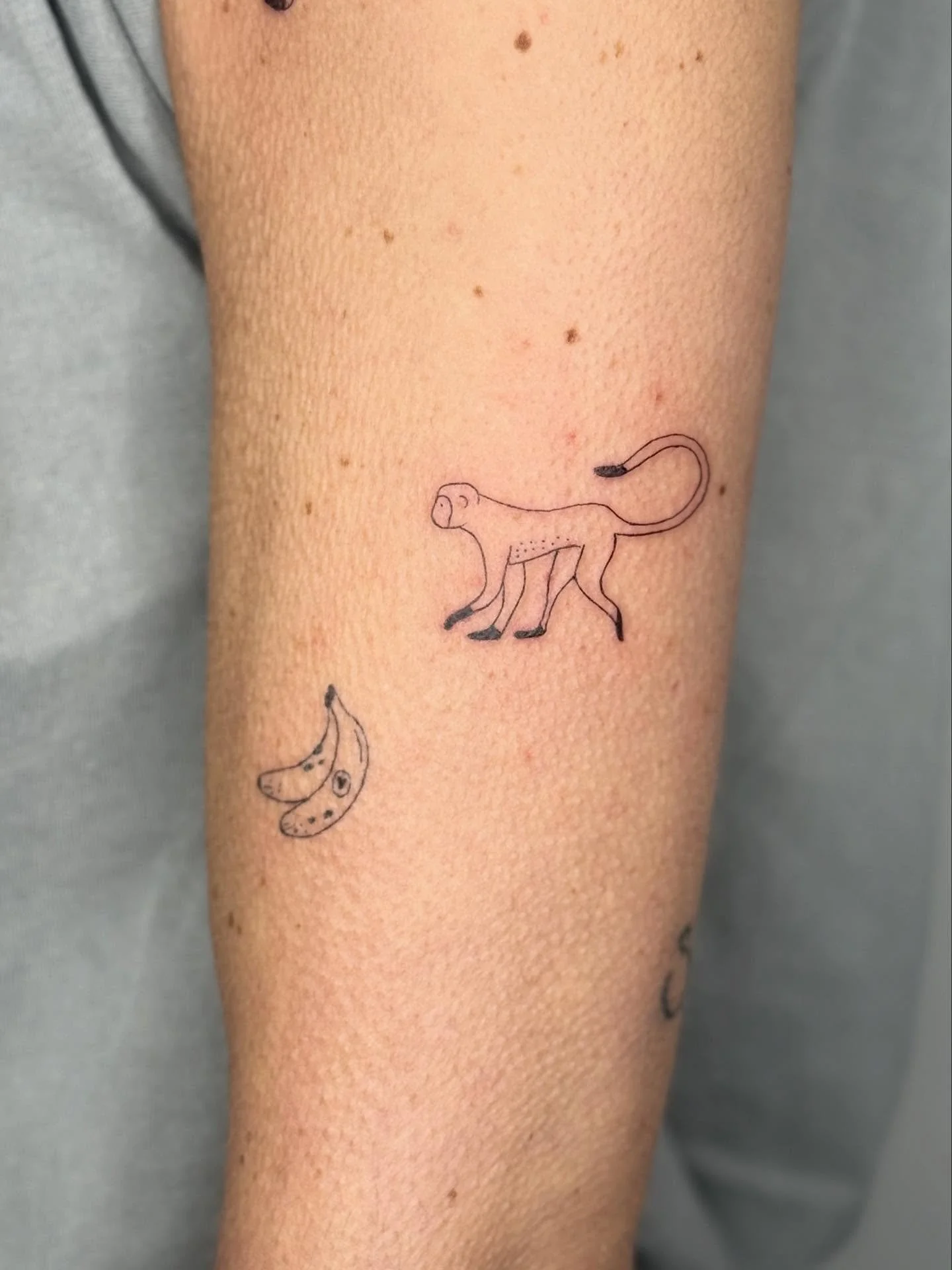 Last tattoos of the year 🐒🍌
Healed bananas from my summer flash day this year and two fresh monkeys for each banana. Loved the idea! Thank you so much 💛

You wanna get inked? Drop a line for a tattoo in 2026 💌