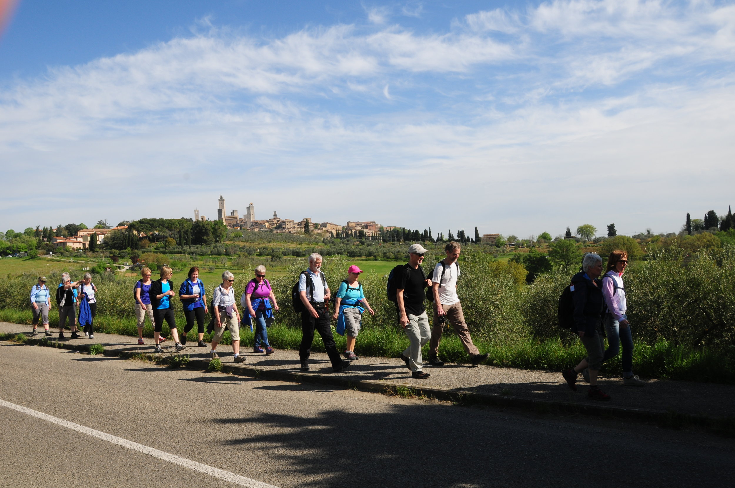 Vandringen i Toscana starter i San Gimignano