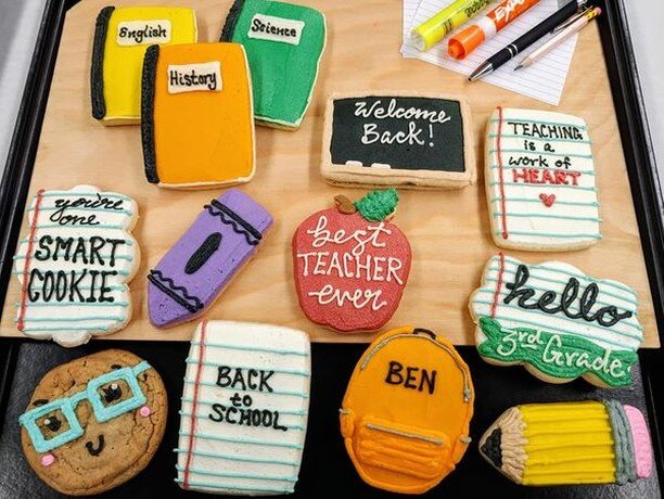 Make going Back to School a lot sweeter with Country Cookies! You can order single cookies, 1/2 dozen, dozens, boxed sets or a cookie cake! Call 816-676-2000 to place your order!