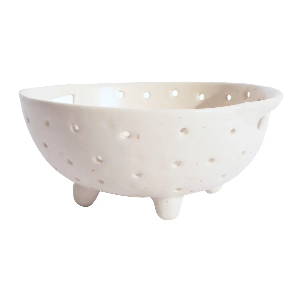 Speckled White Ceramic Berry Bowl