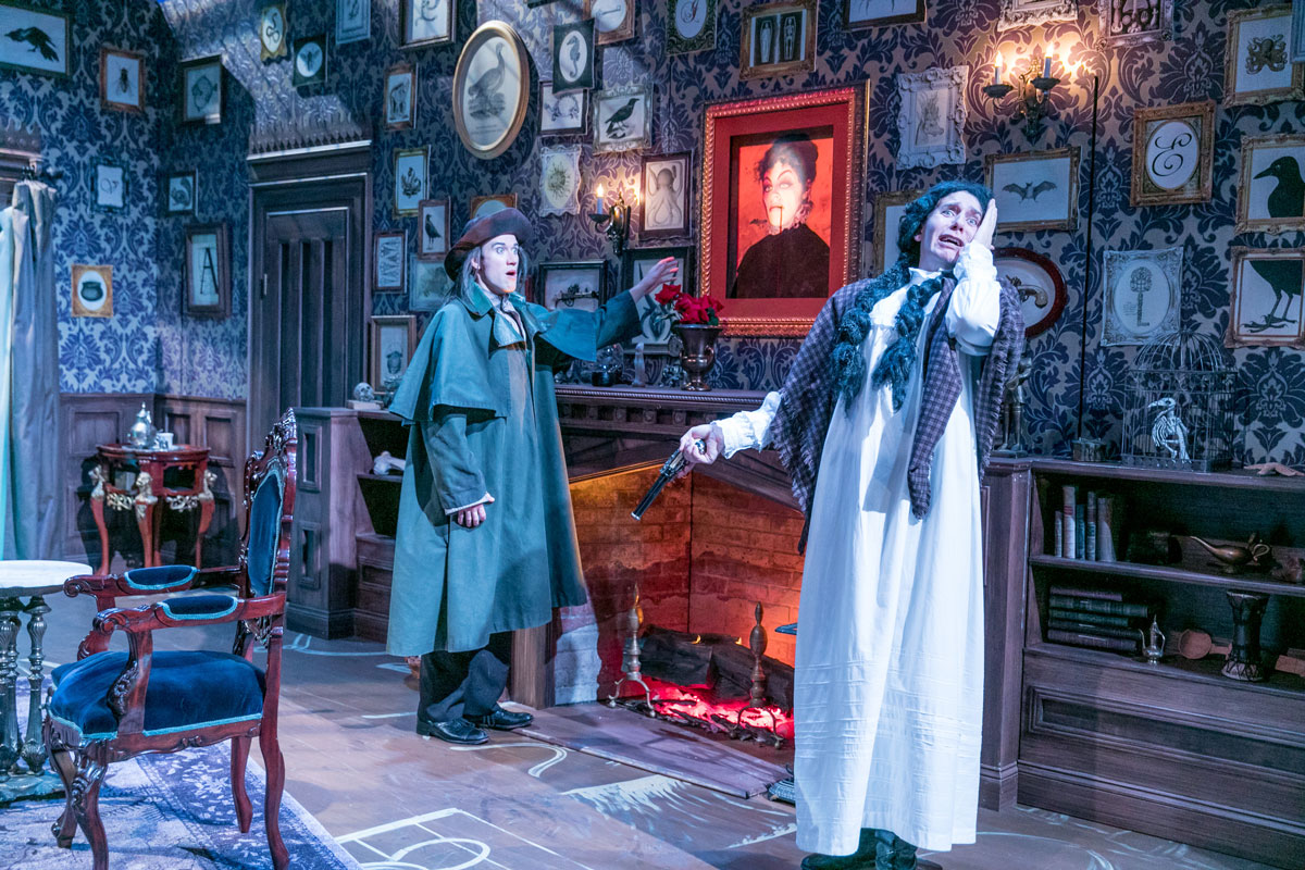 haas as jane twisden in triad stage's production of the mystery of irma vep with allen e. read. photo credit: vanderveen photography