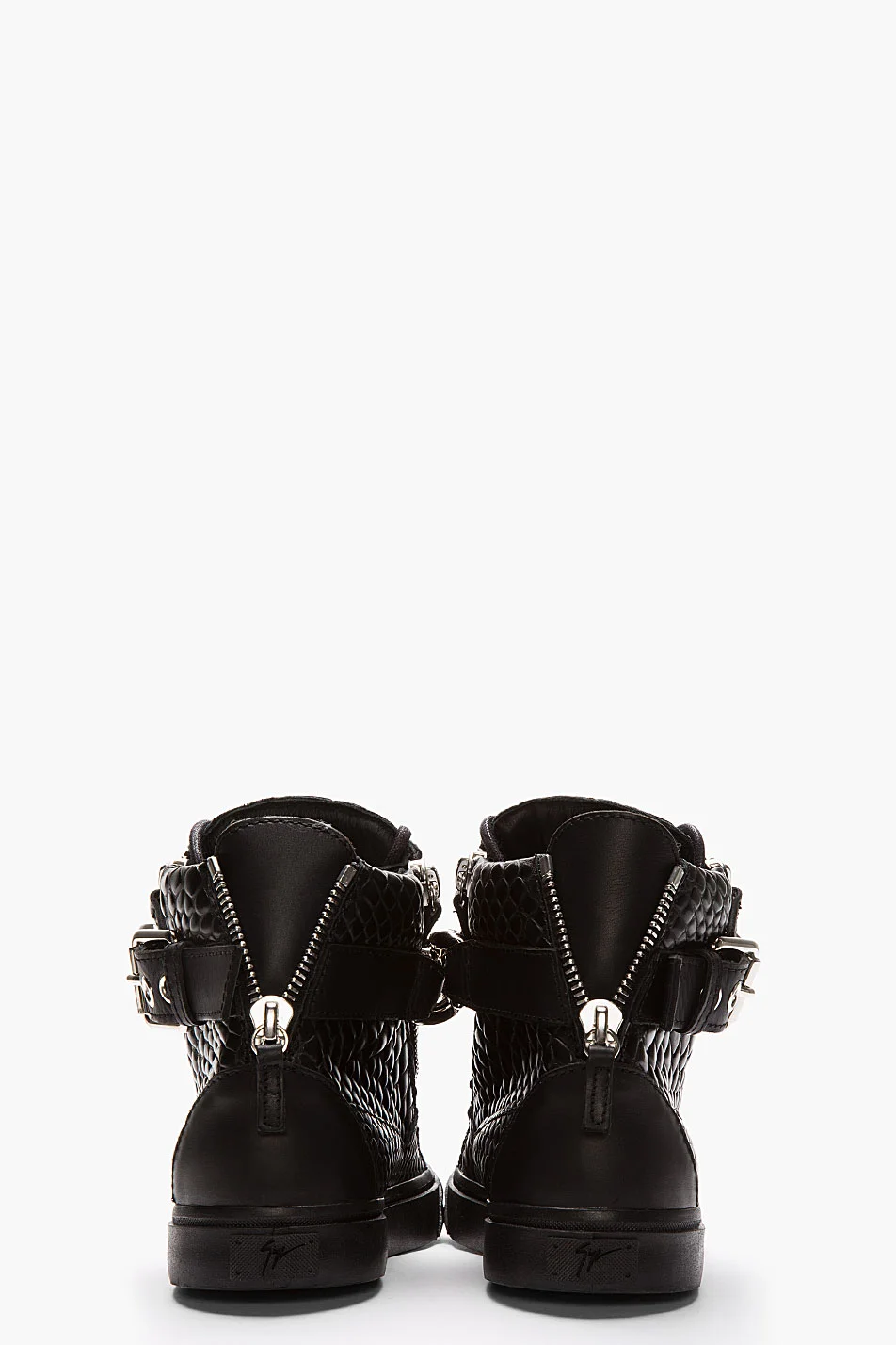 Giuseppe Zanotti Black Leather Croc-embossed Chain-strap  display picture 3