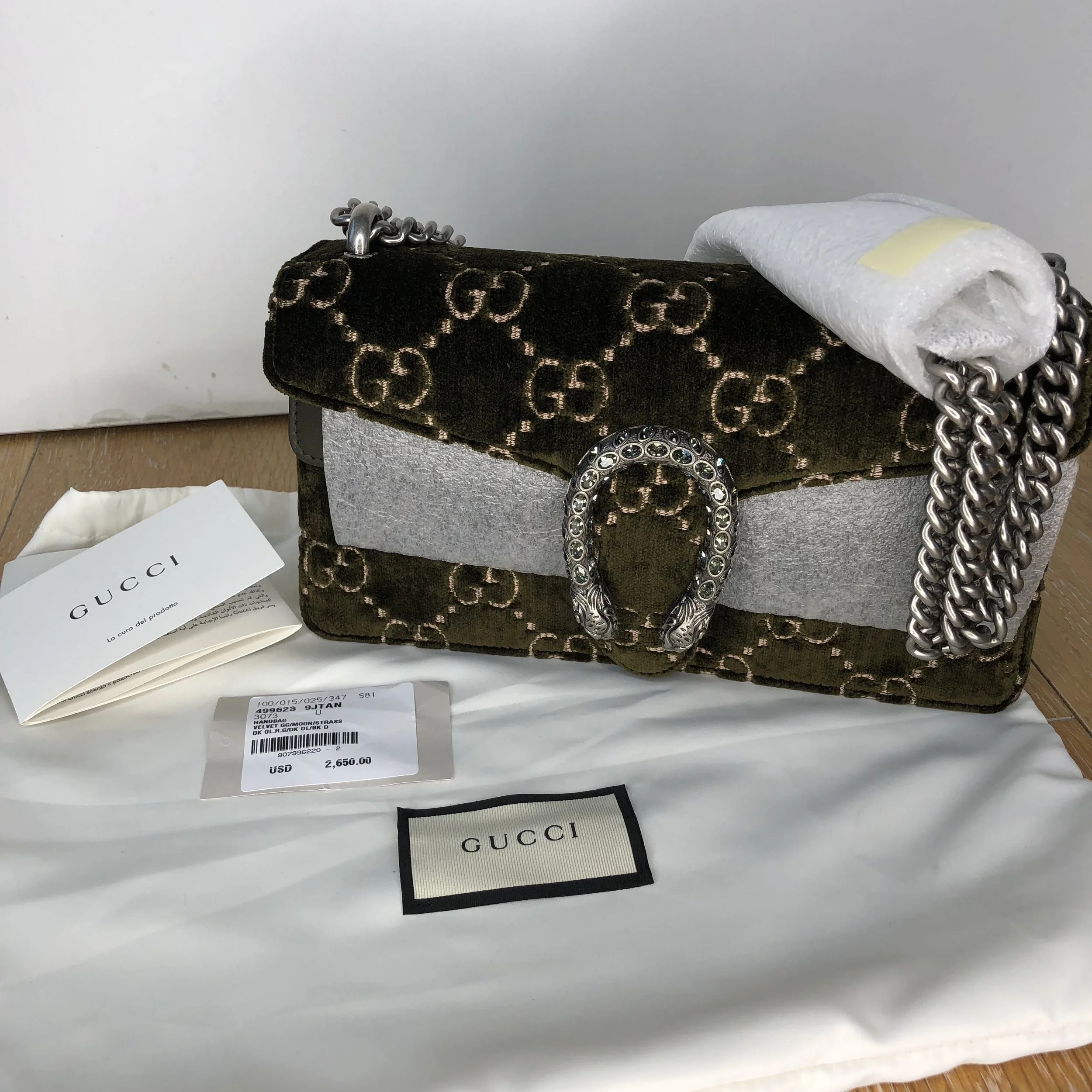 GUCCI - Dionysus GG Velvet Shoulder Bag - Olive