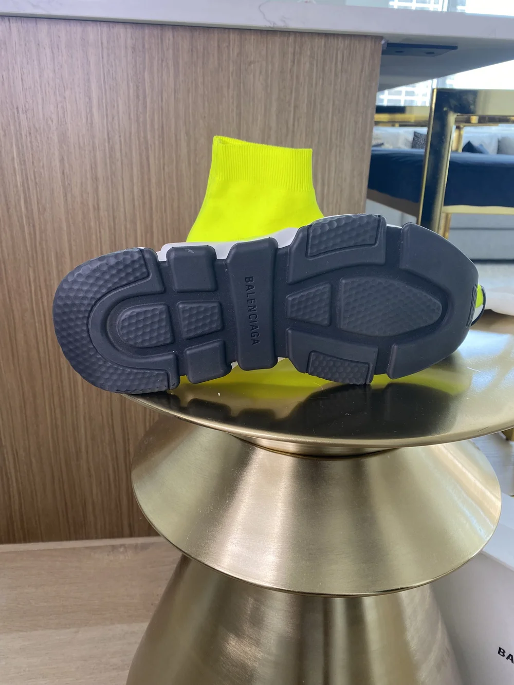 Balenciaga Neon Yellow Sock Sneaker - Size 39 EU — Olori Swank