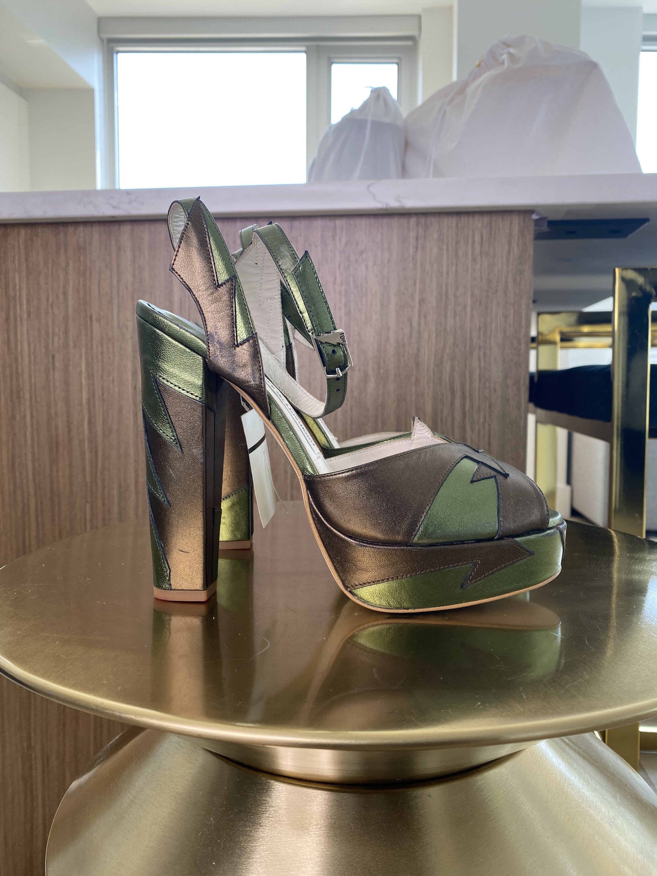 TERRY DE HAVILLAND Platform - Olive/Bronze - Size Women's 7.5/8 US