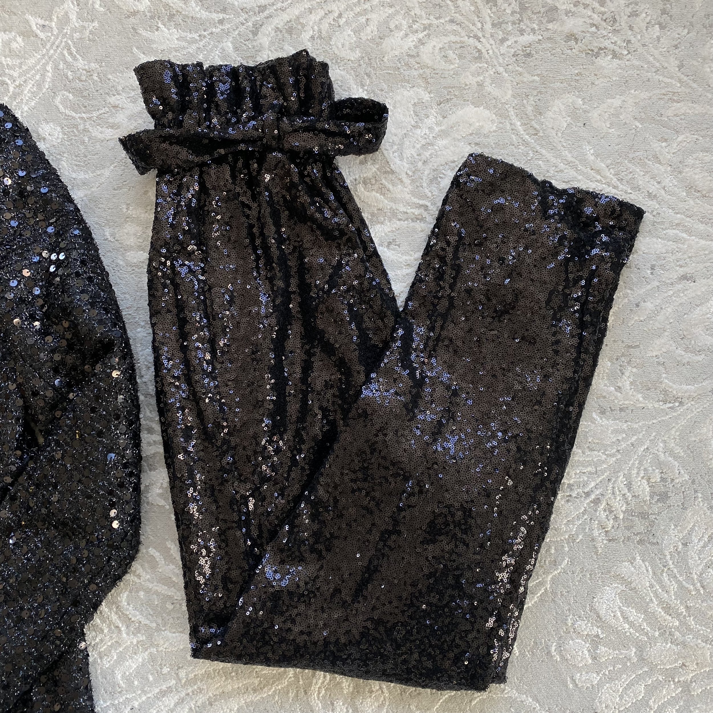 Black Sequin Trousers - Size L