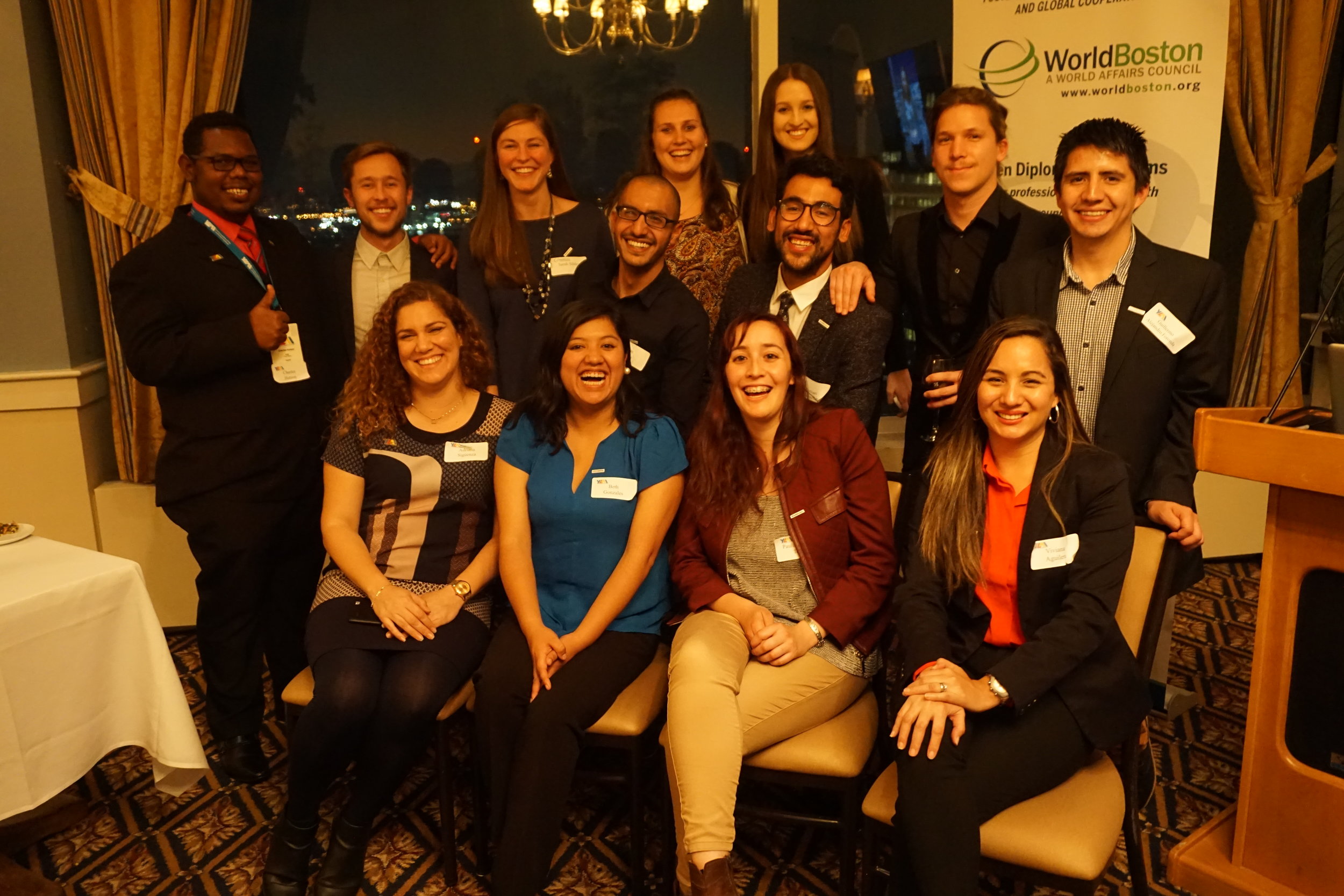 WorldBoston's 2017 YLAI Professional Fellows with organizers Sarah, Jenna, and Maddie
