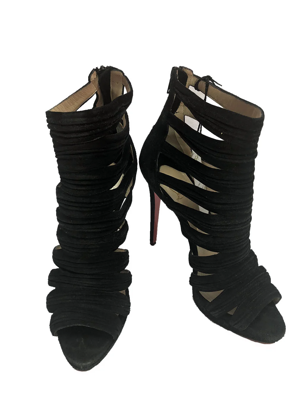 Louboutin Black Suede Cage Sandals