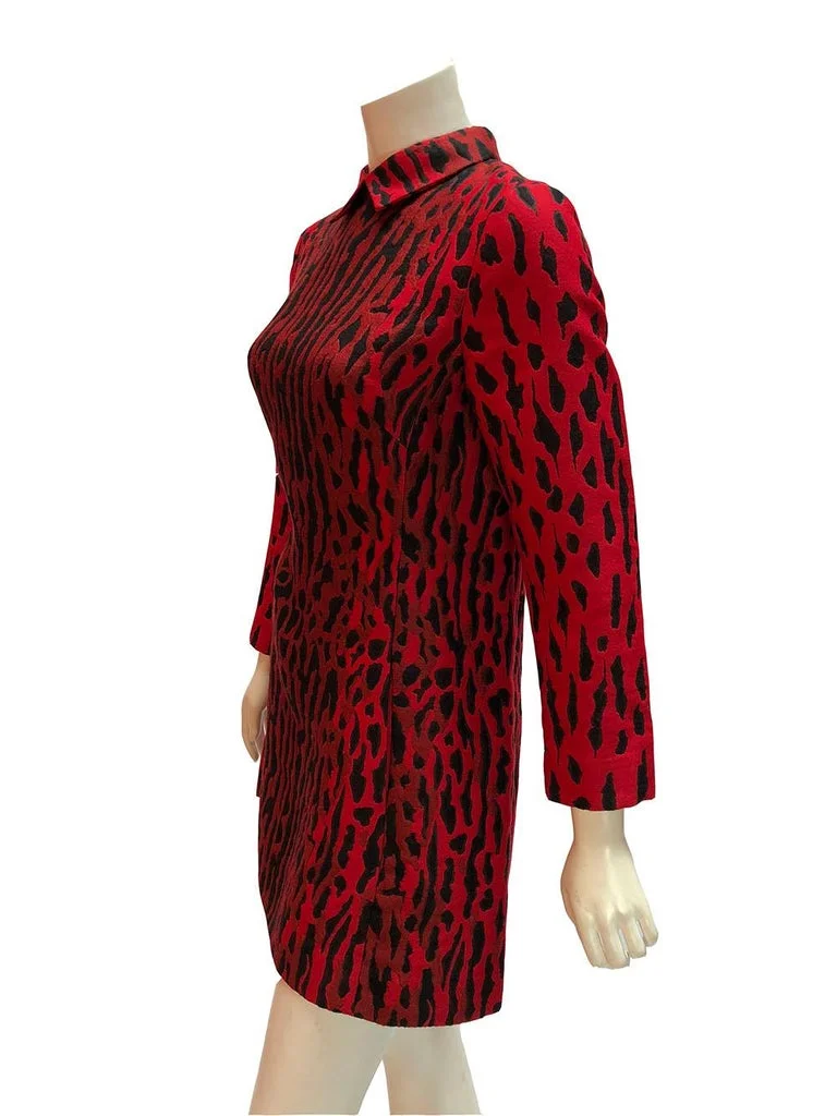 open lace back dress Red Leopard Print Gold Belted Skater Dress – AX Paris main image 1