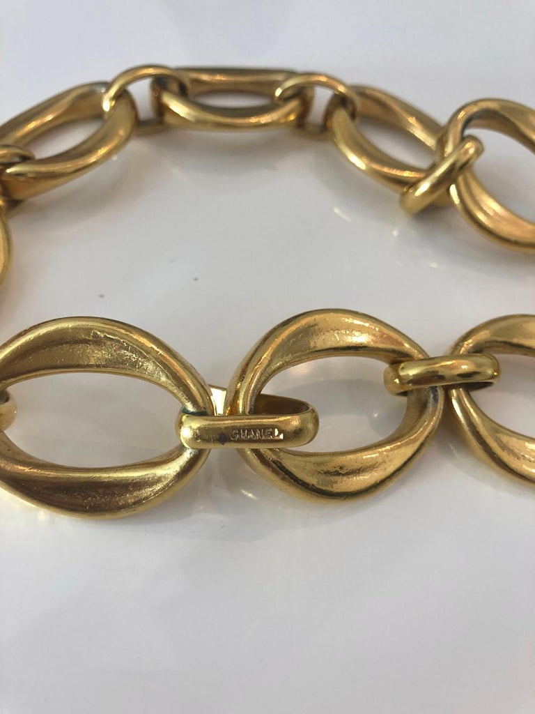Chanel Gold Chain Pendant Necklace Rhinestone 01A