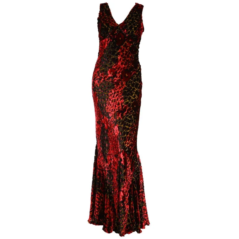 Etro Velvet Red Floral Gown 