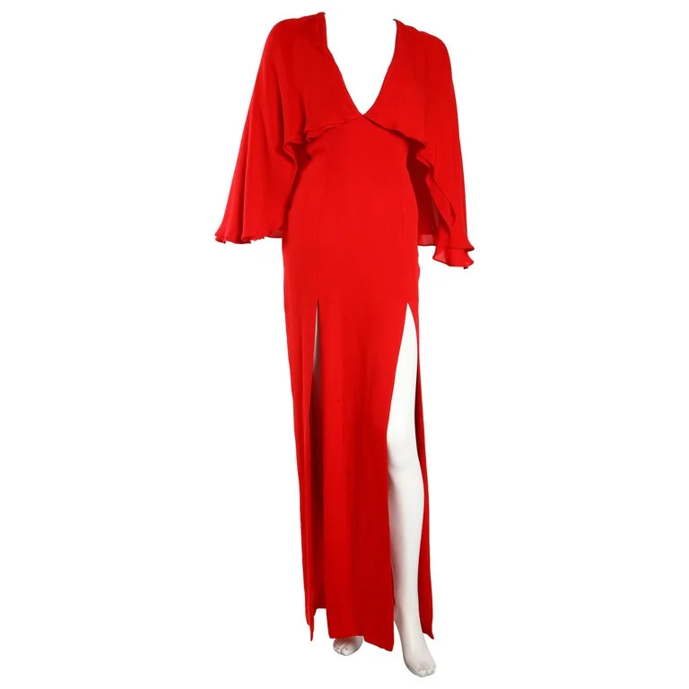 Haney Red Cape Dress